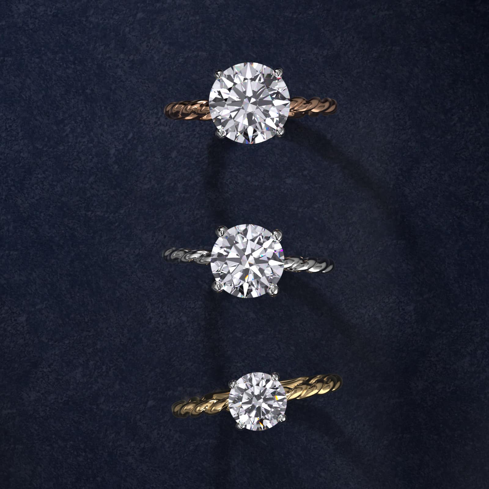 Cable Solitaire Engagement Ring In 18K White Gold By James Allen