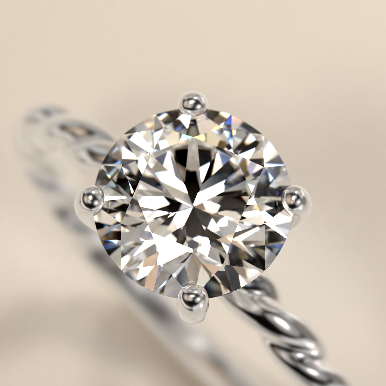 Cable Solitaire Engagement Ring In 18K White Gold By James Allen