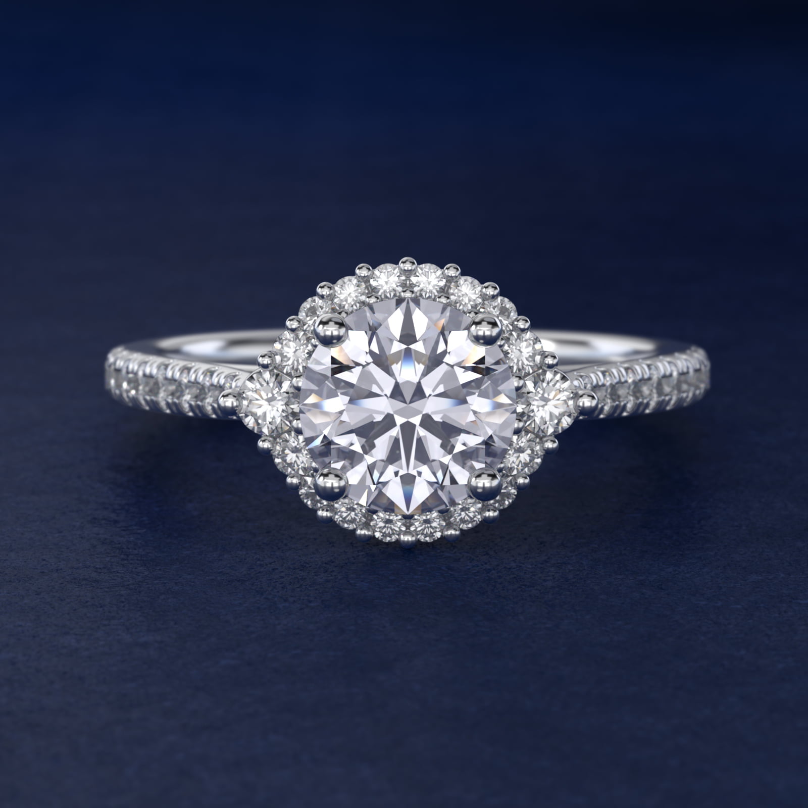 Pavé Diamond Halo Cathedral Engagement Ring In 18K White Gold By James Allen