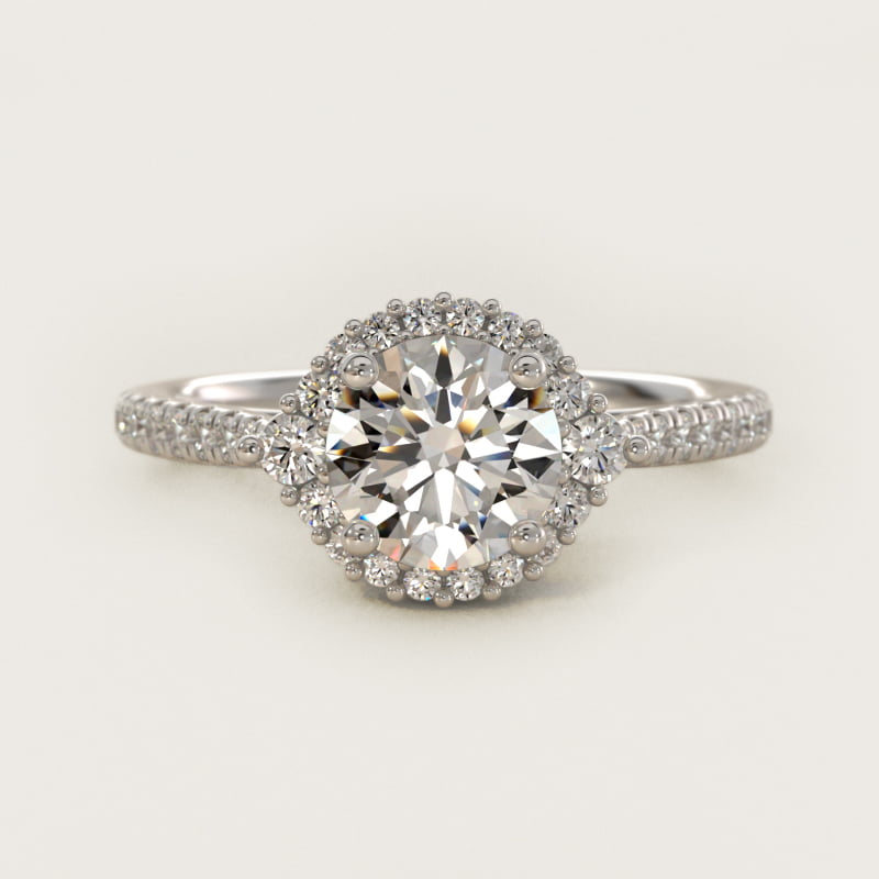 Pavé Diamond Halo Cathedral Engagement Ring In 18K White Gold By James Allen