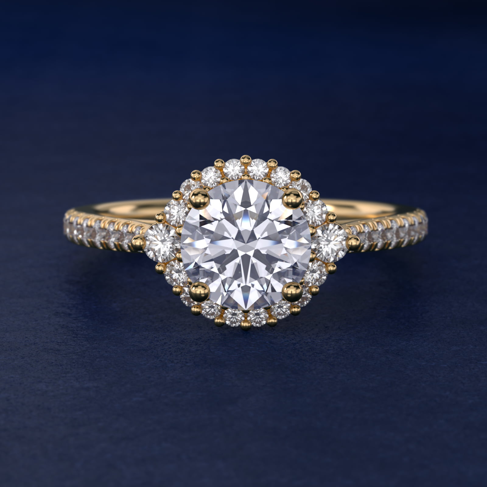 Pavé Diamond Halo Cathedral Engagement Ring In 18K Yellow Gold By James Allen