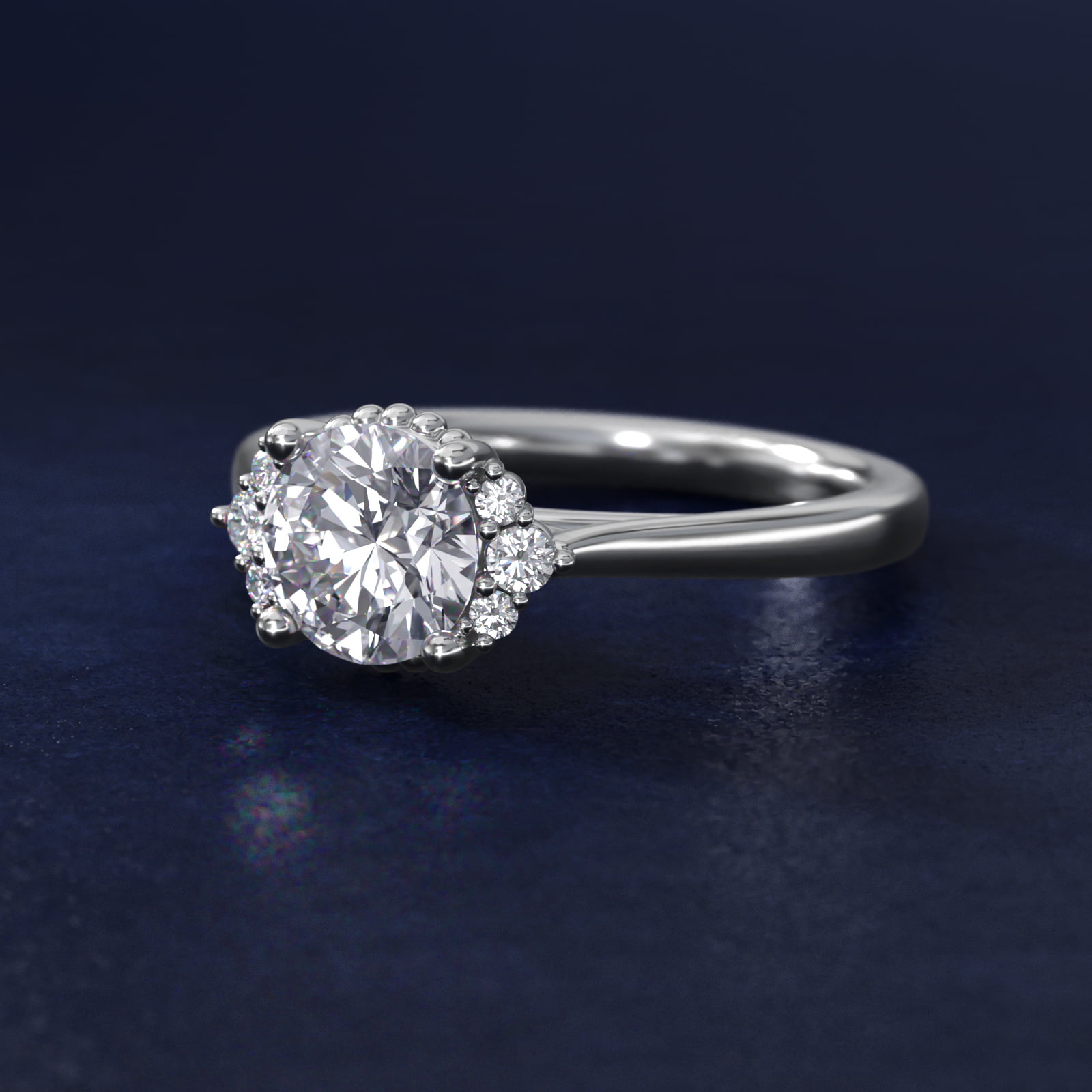 Bead Accent Pavé Trio Side Stone Diamond Engagement Ring In Platinum By James Allen