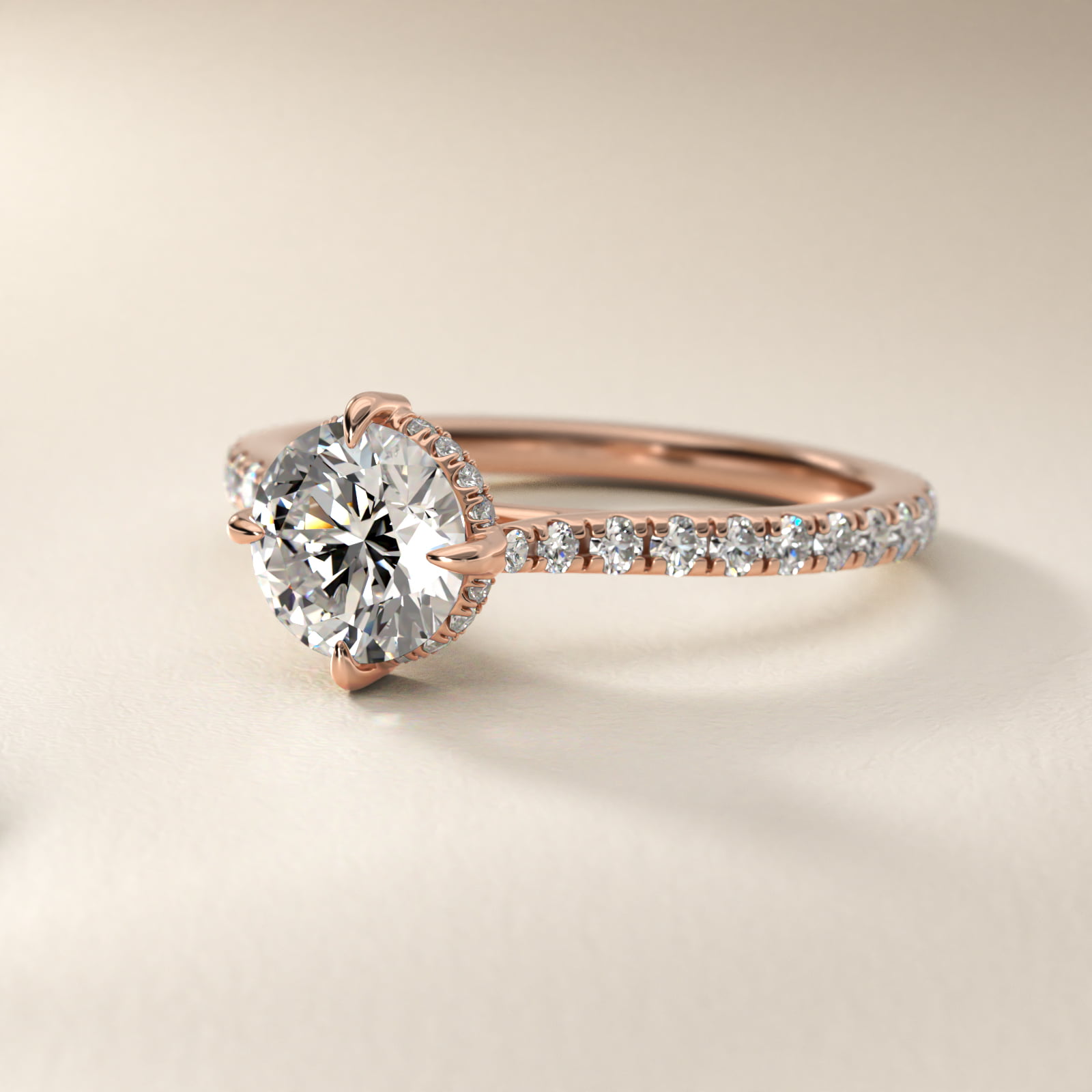 Cathedral Pavé Crown Diamond Engagement Ring In 14K Rose Gold By James Allen