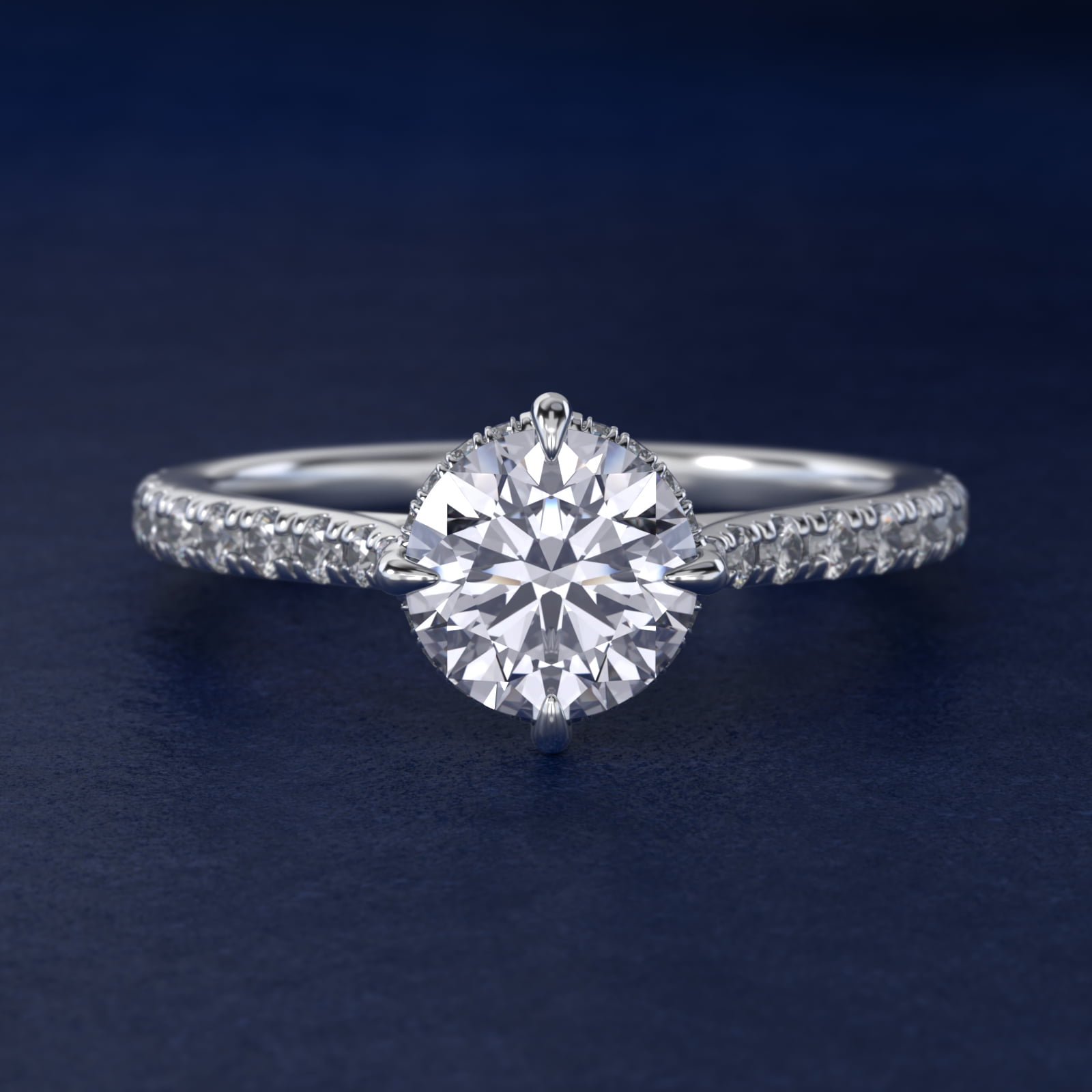 Cathedral Pavé Crown Diamond Engagement Ring In 14K White Gold By James Allen