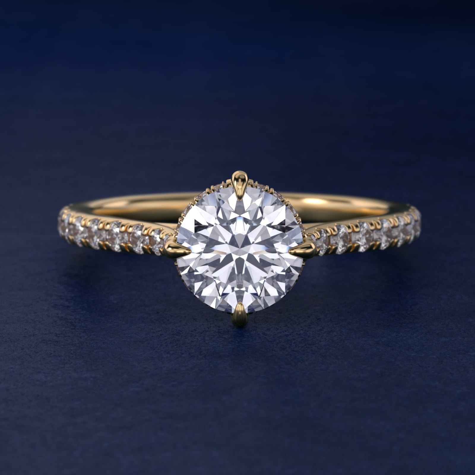 Cathedral Pavé Crown Diamond Engagement Ring In 18K Yellow Gold By James Allen