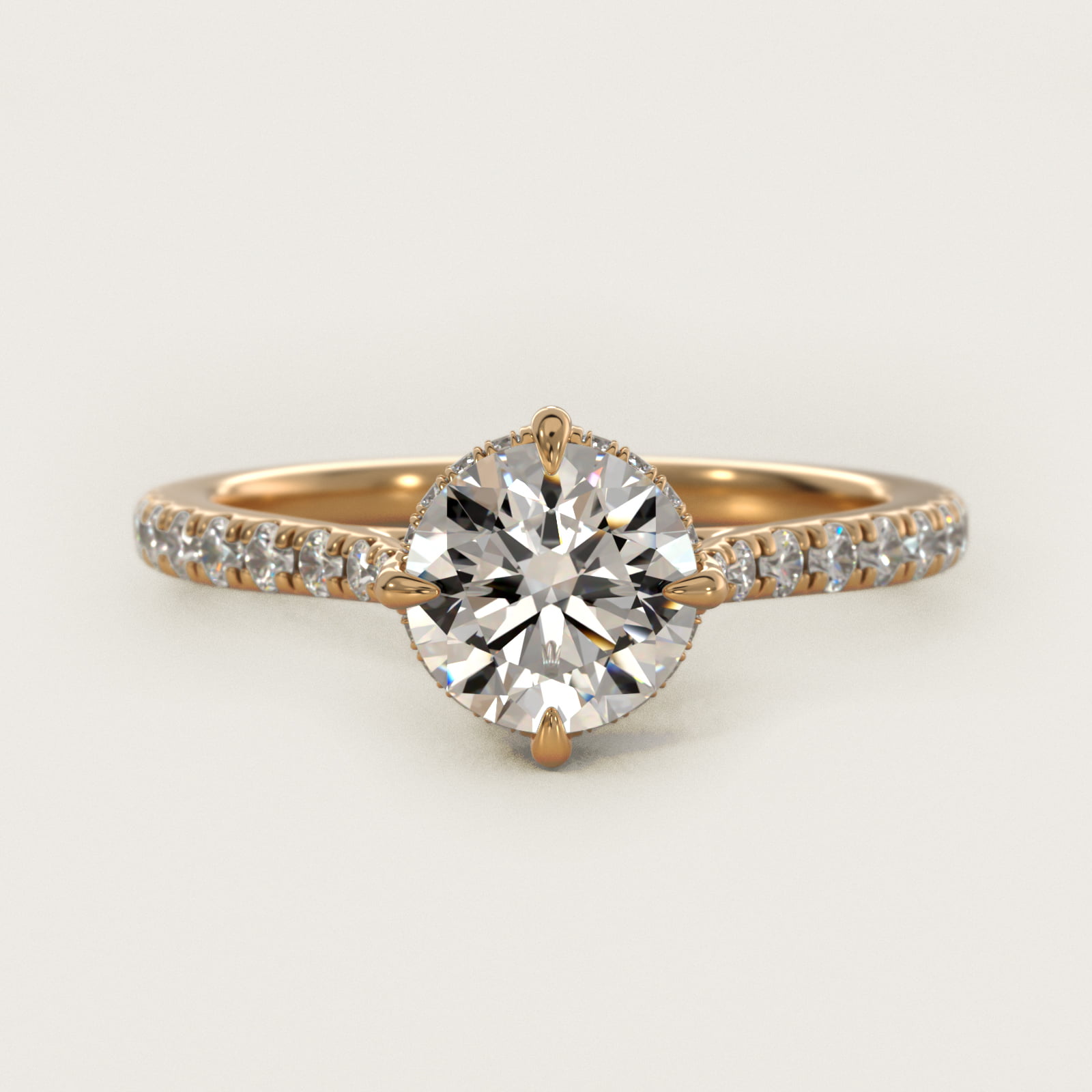 Cathedral Pavé Crown Diamond Engagement Ring In 14K Yellow Gold By James Allen