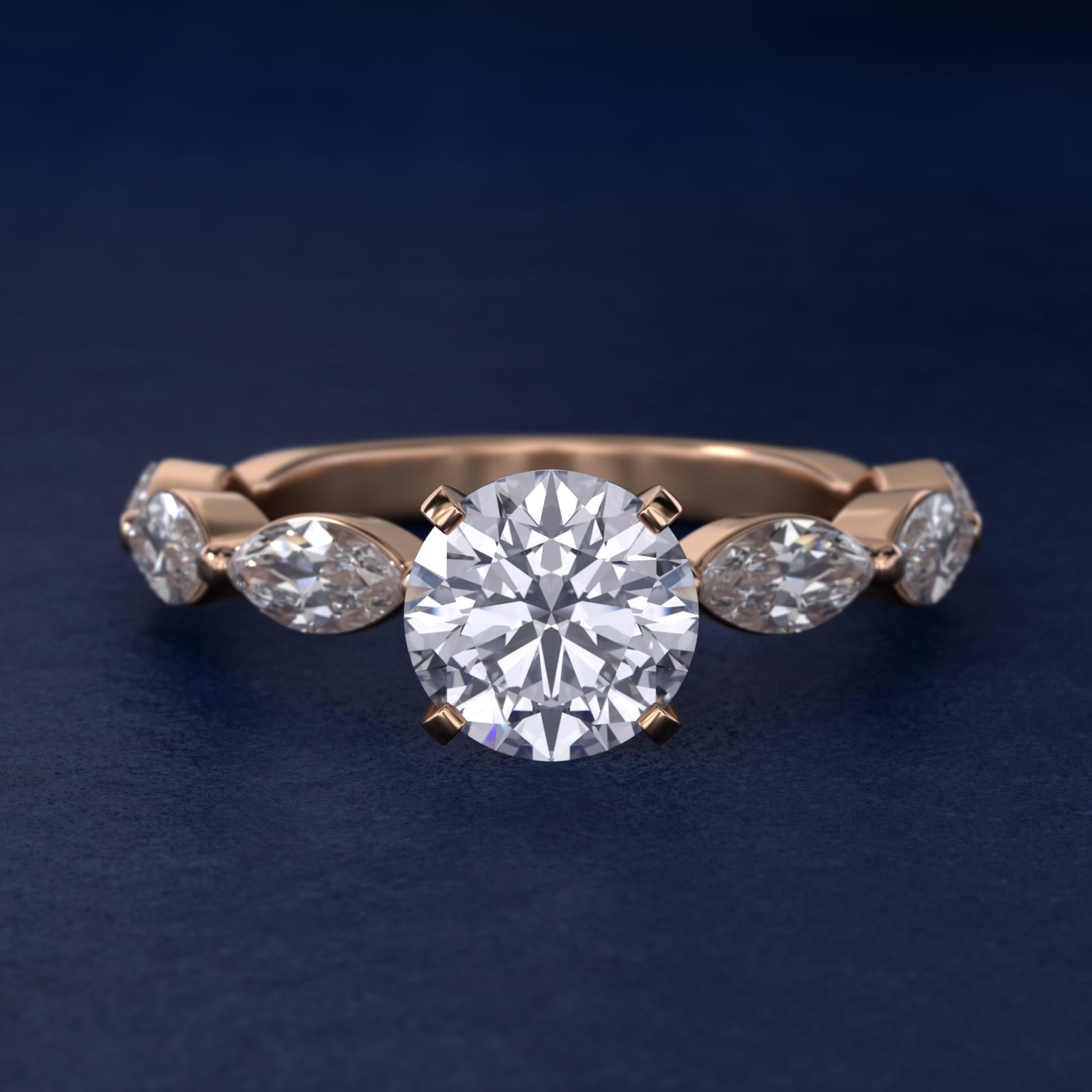 East West Marquise Cut Side Stone Diamond Engagement Ring In 14K Rose Gold By James Allen