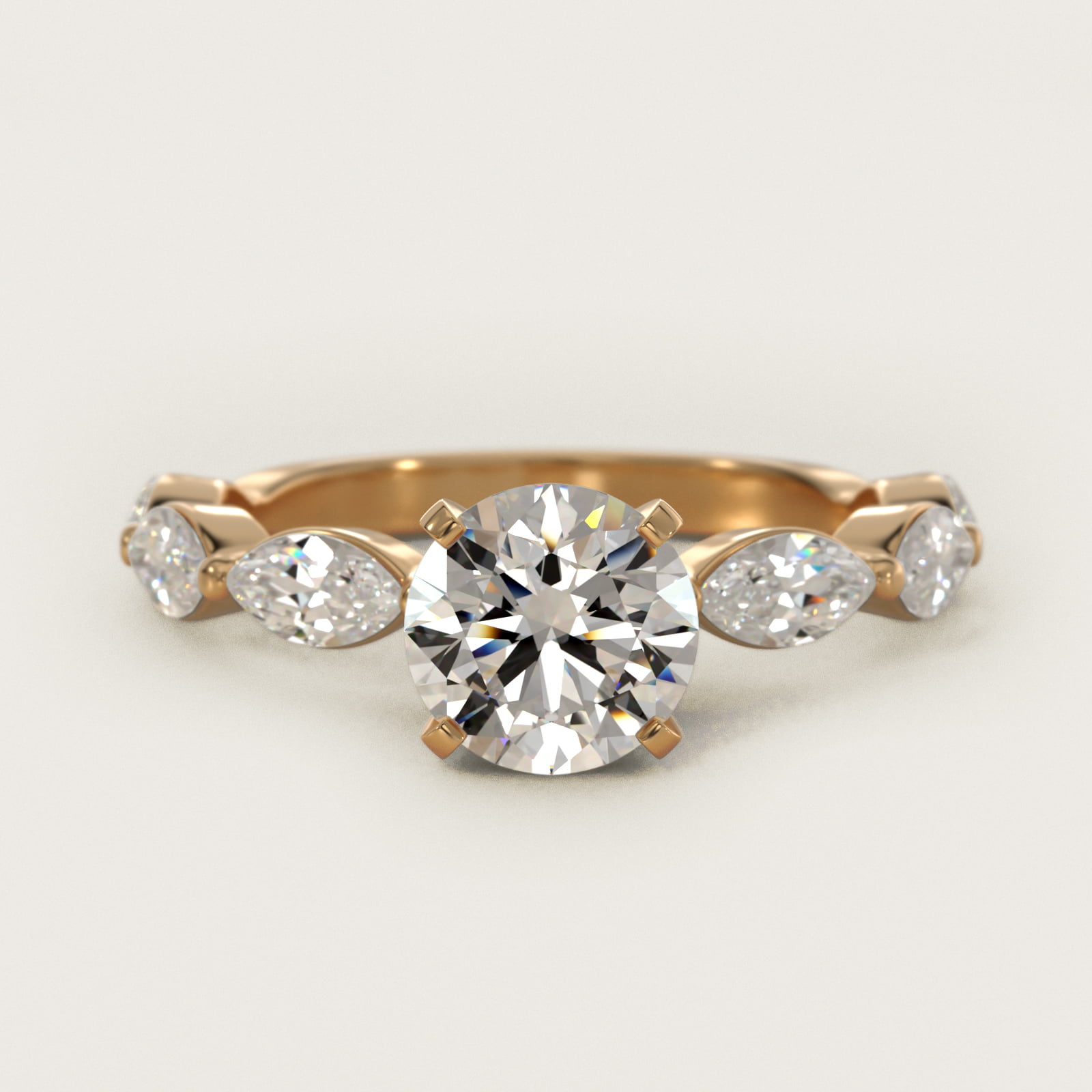 East West Marquise Cut Side Stone Diamond Engagement Ring In 18K Yellow Gold By James Allen