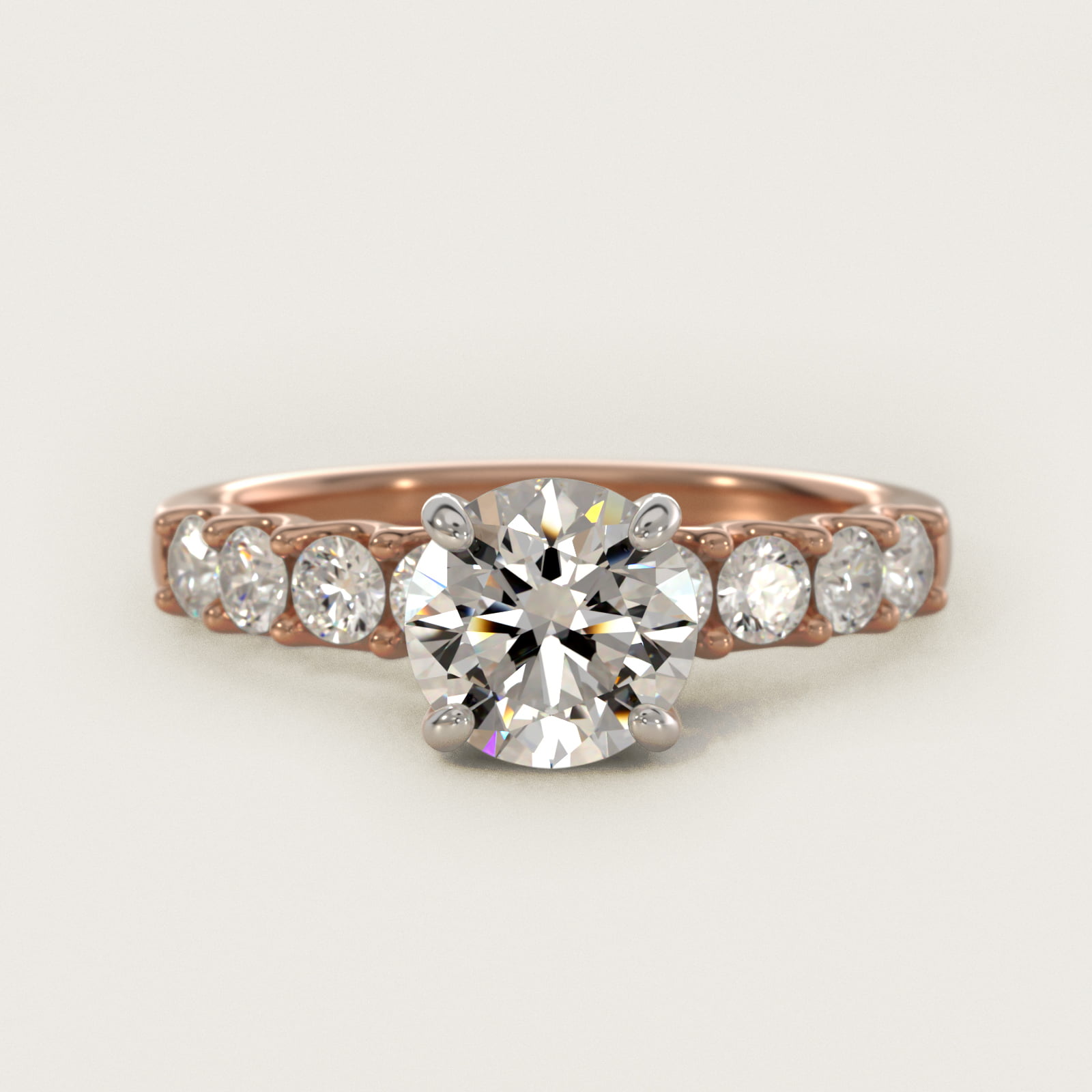 Eight Stone Contour Side Stone Diamond Shared Prong Engagement Ring In 14K Rose Gold By James Allen
