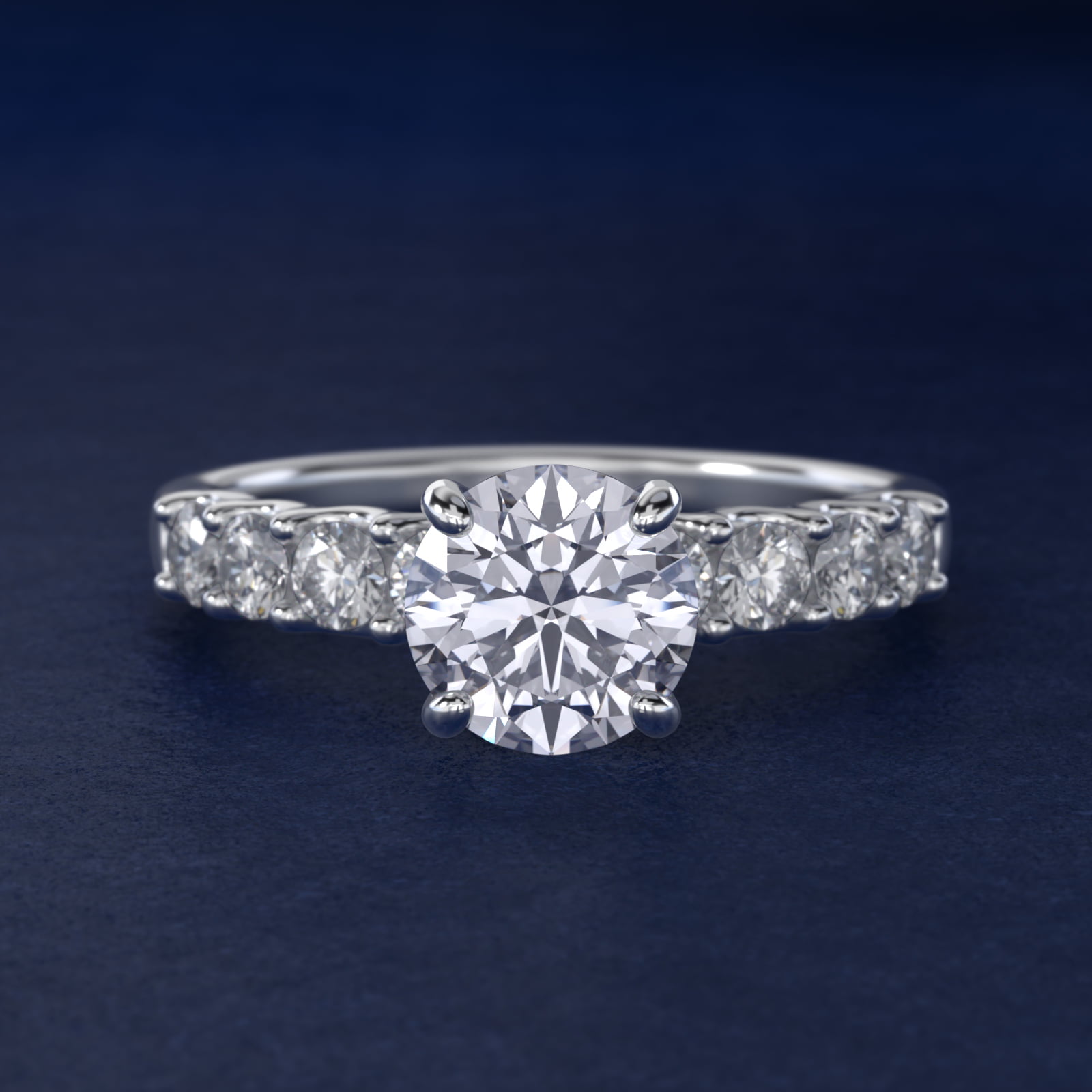 Eight Stone Contour Side Stone Diamond Shared Prong Engagement Ring In Platinum By James Allen