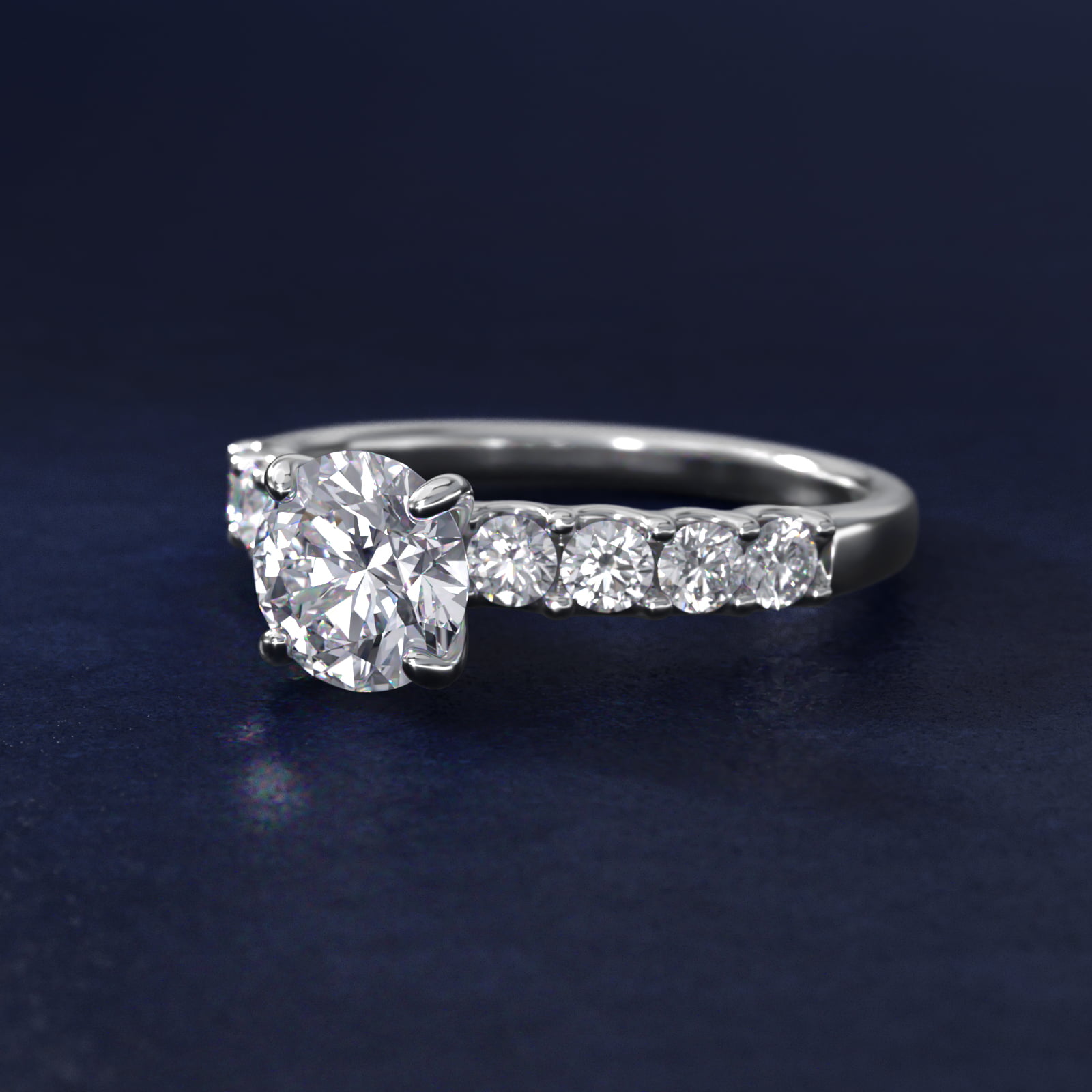 Eight Stone Contour Side Stone Diamond Shared Prong Engagement Ring In 14K White Gold By James Allen