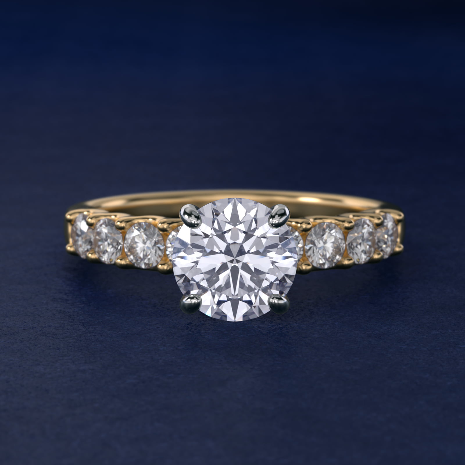 Eight Stone Contour Side Stone Diamond Shared Prong Engagement Ring In 14K Yellow Gold By James Allen