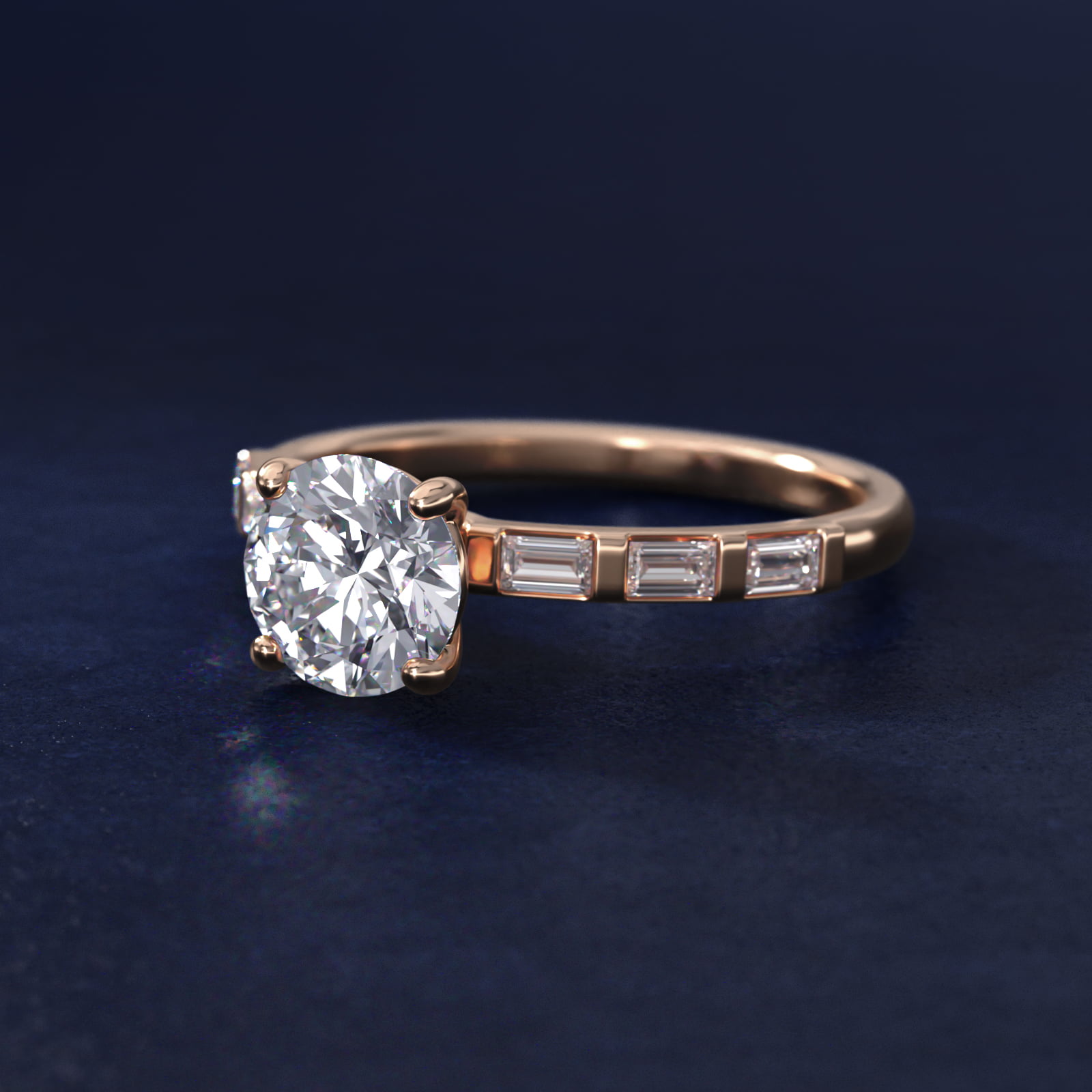 Straight Baguette Row Side Stone Diamond Engagement Ring In 14K Rose Gold By James Allen