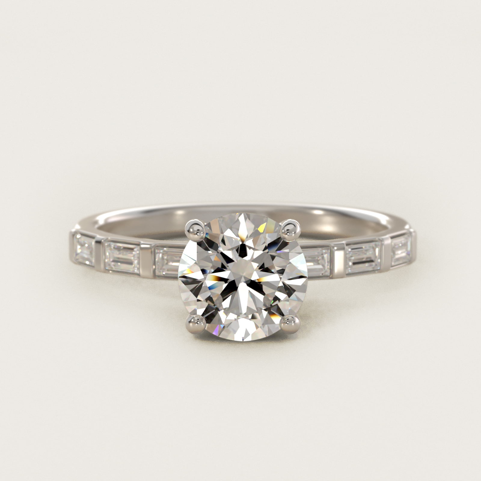 Straight Baguette Row Side Stone Diamond Engagement Ring In Platinum By James Allen