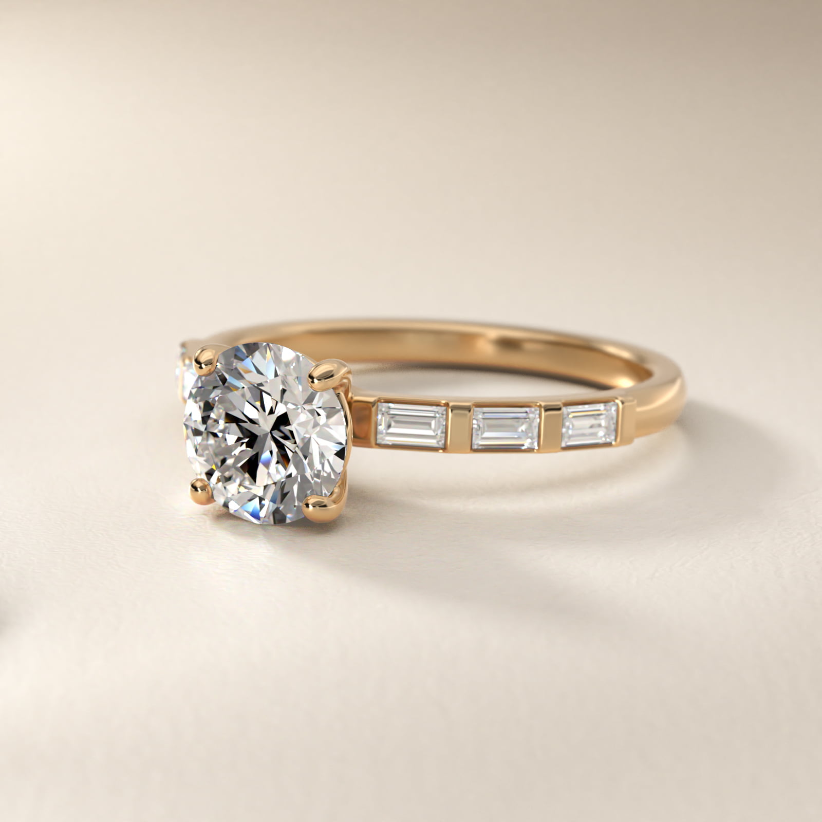 Straight Baguette Row Side Stone Diamond Engagement Ring In 14K Yellow Gold By James Allen