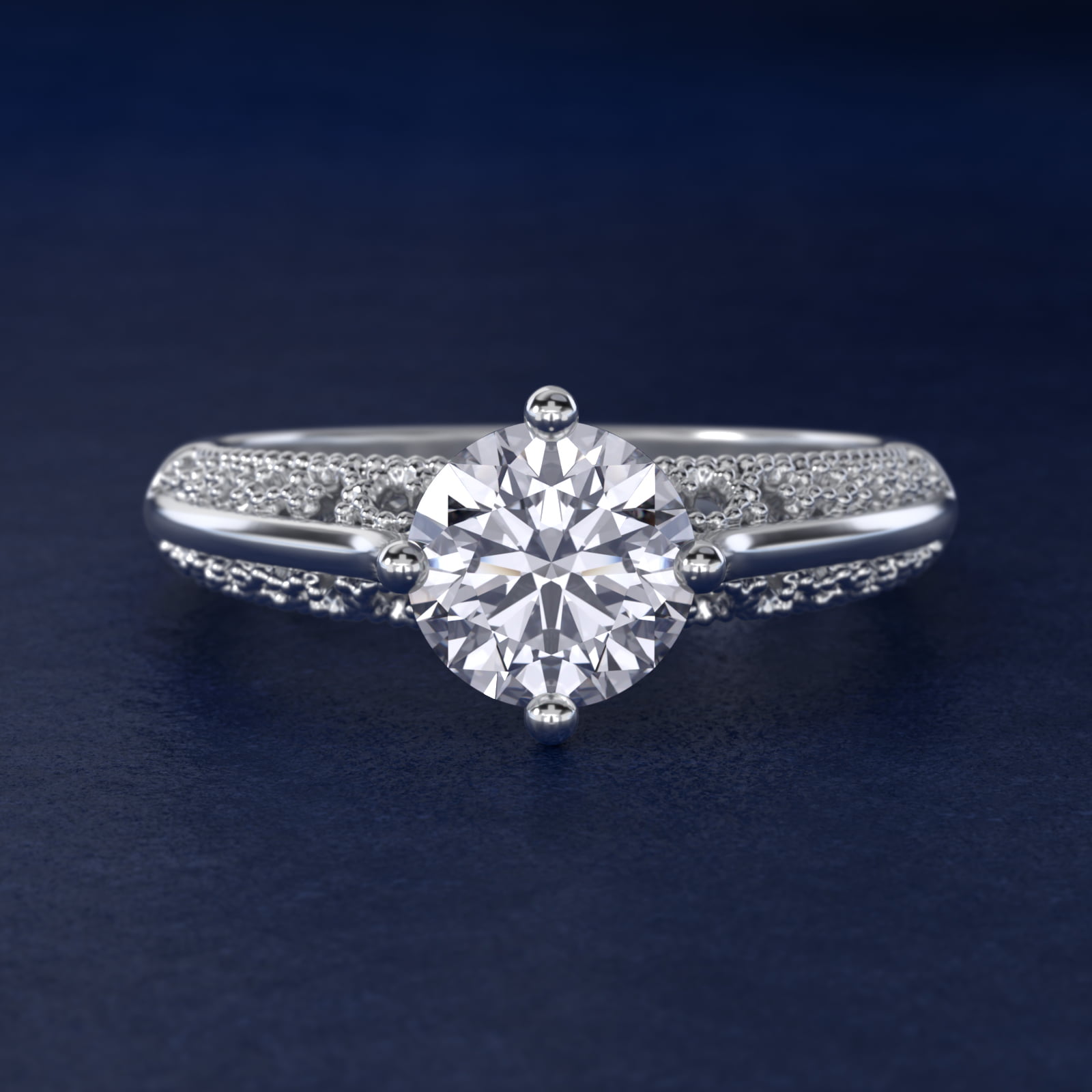 Beaded Filigree Cathedral Kite-Set Vintage-Style Engagement Ring In Platinum By James Allen