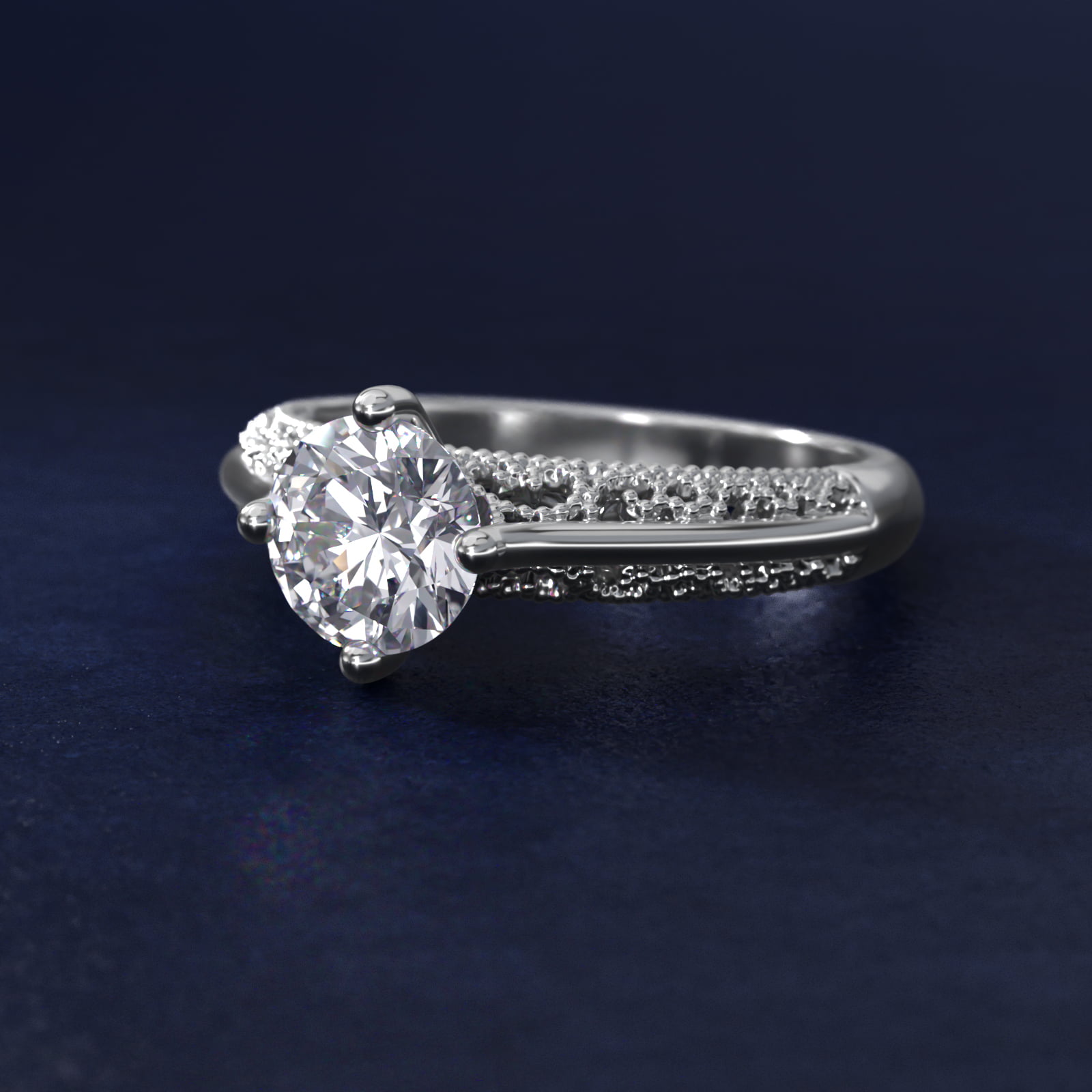 Beaded Filigree Cathedral Kite-Set Vintage-Style Engagement Ring In 14K White Gold By James Allen