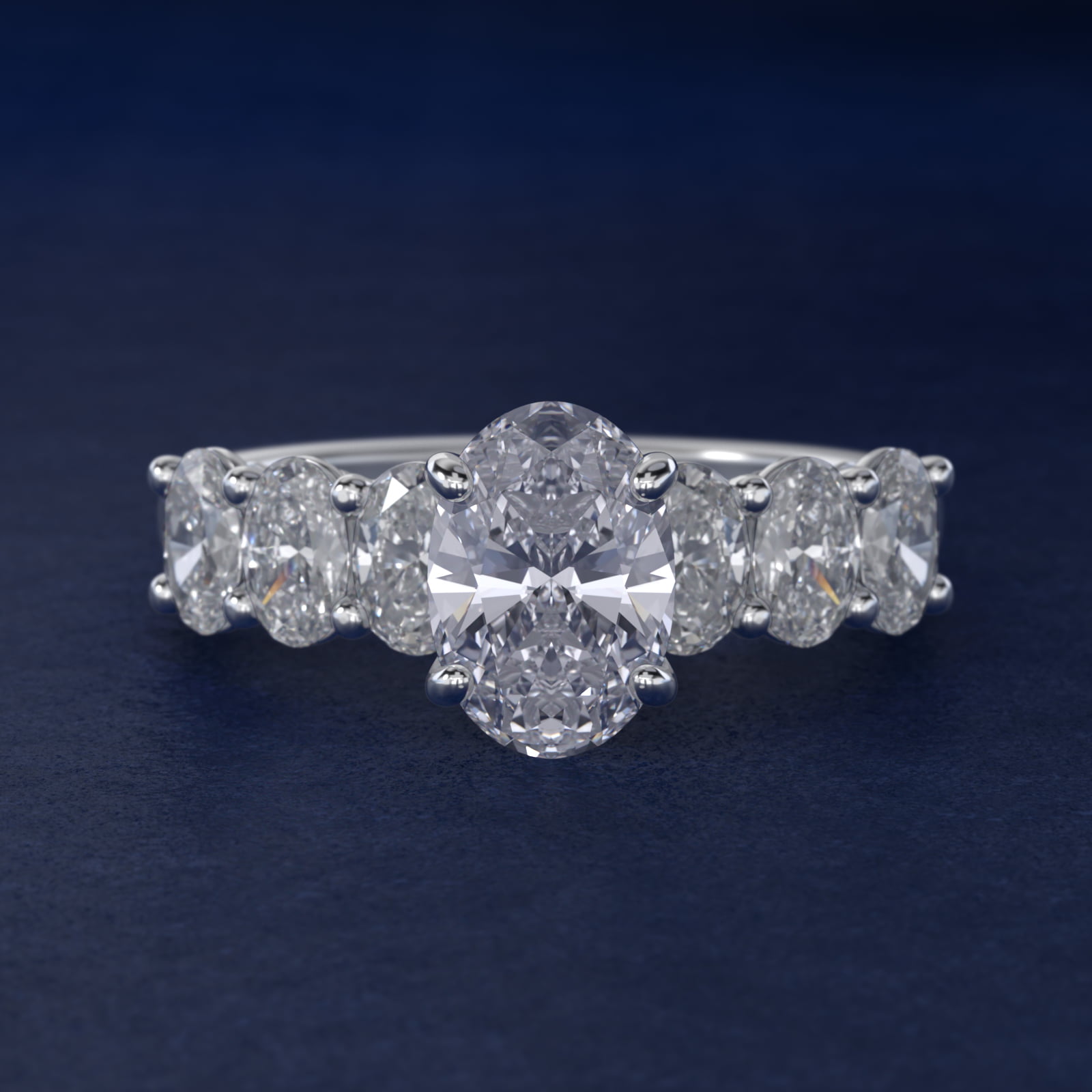 Oval Cut Side Stone Diamond Engagement Ring In 14K White Gold By James Allen