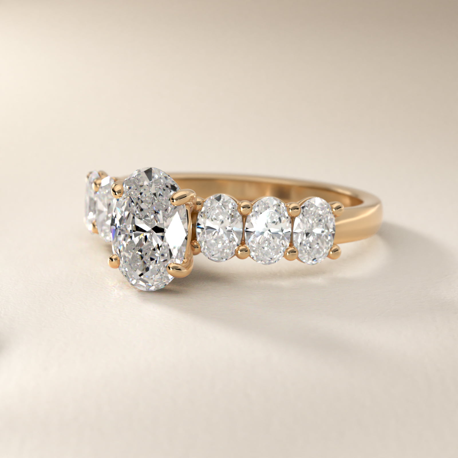 Oval Cut Side Stone Diamond Engagement Ring In 18K Yellow Gold By James Allen