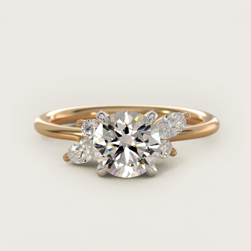 Marquise Diamond Accents Side Stone Engagement Ring With Pavé Basket In 14K Yellow Gold By James Allen