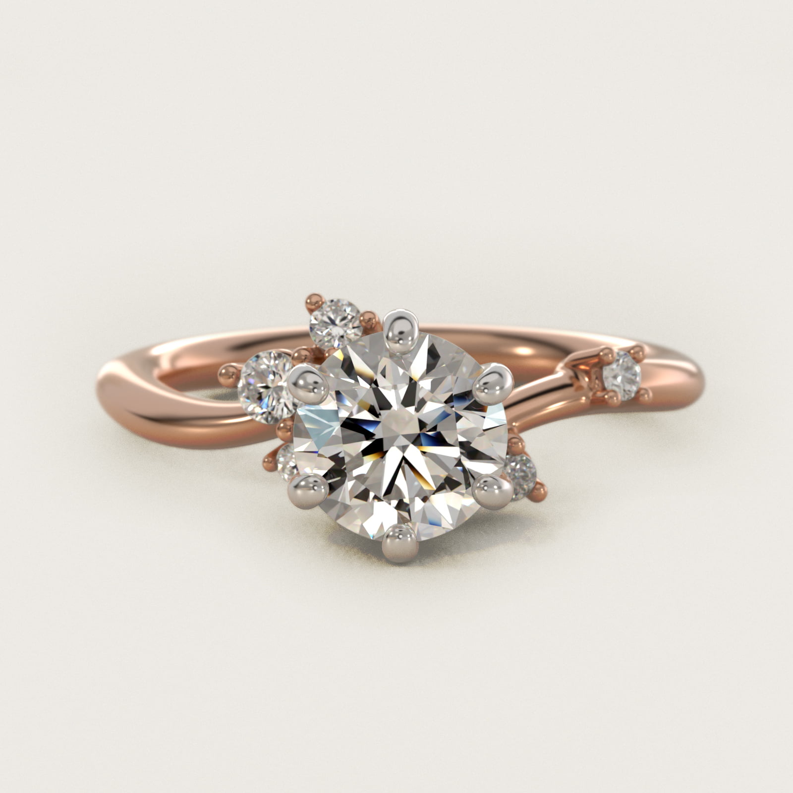 Scattered Blooms Undulated Side Stone Diamond Engagement Ring In 14K Rose Gold By James Allen