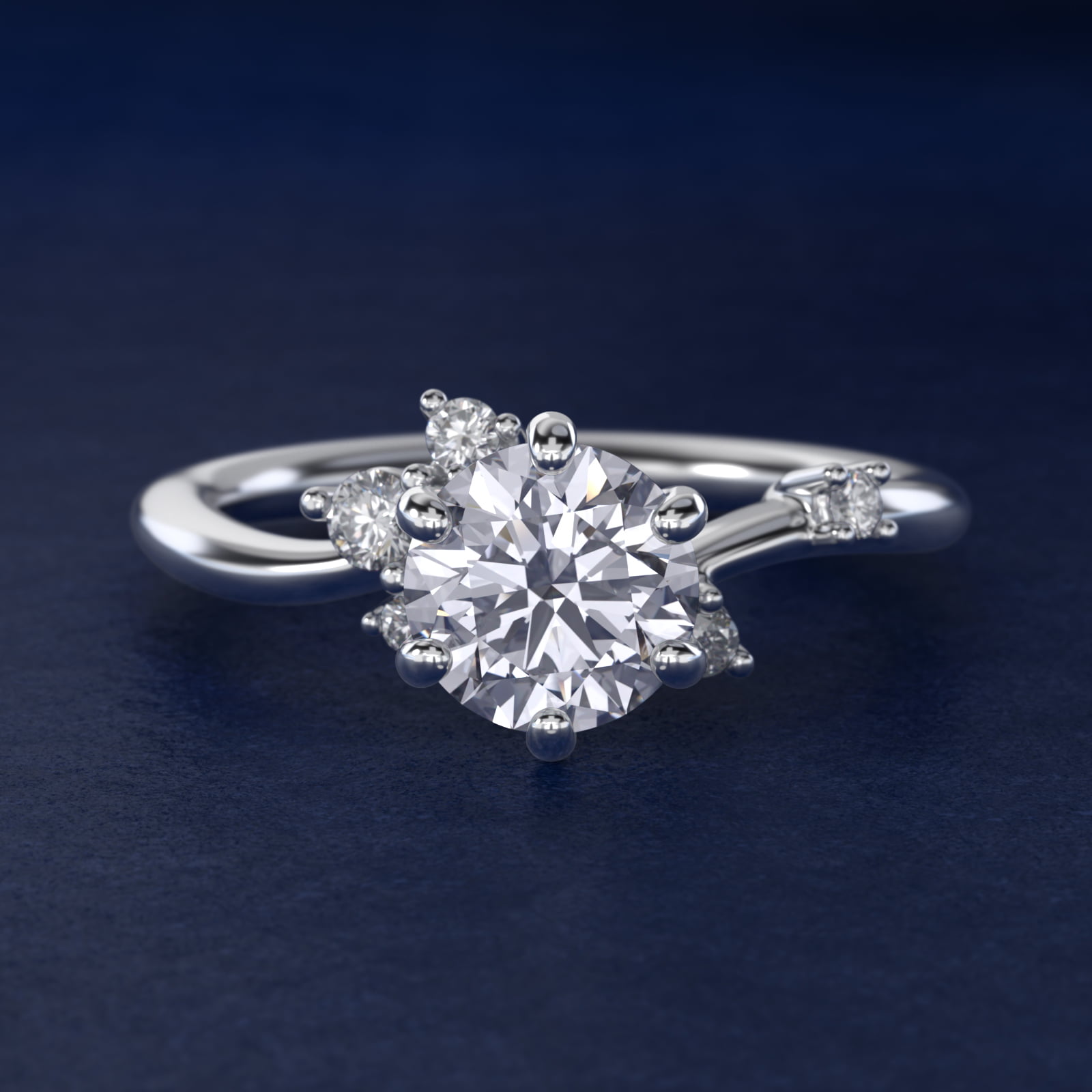 Scattered Blooms Undulated Side Stone Diamond Engagement Ring In Platinum By James Allen