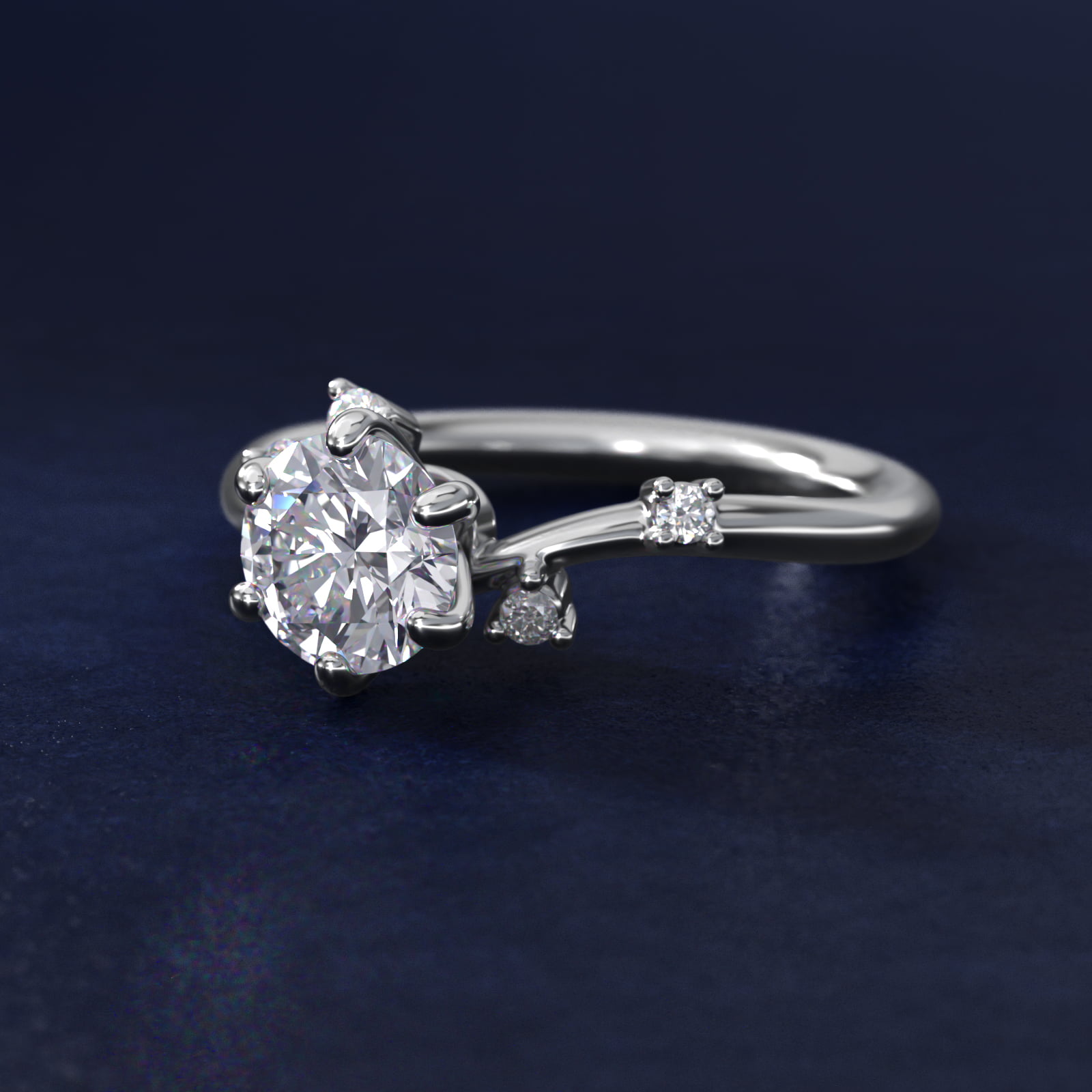 Scattered Blooms Undulated Side Stone Diamond Engagement Ring In 14K White Gold By James Allen