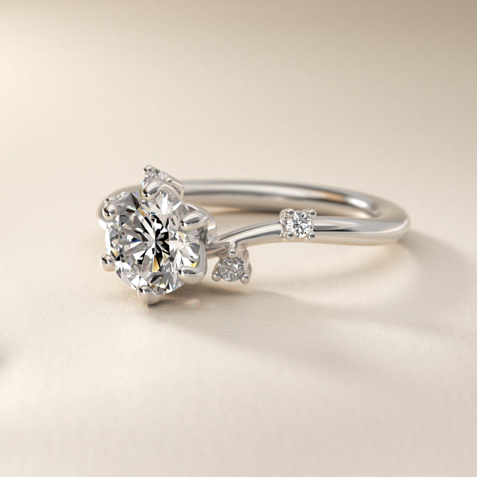 Scattered Blooms Undulated Side Stone Diamond Engagement Ring In 18K White Gold By James Allen