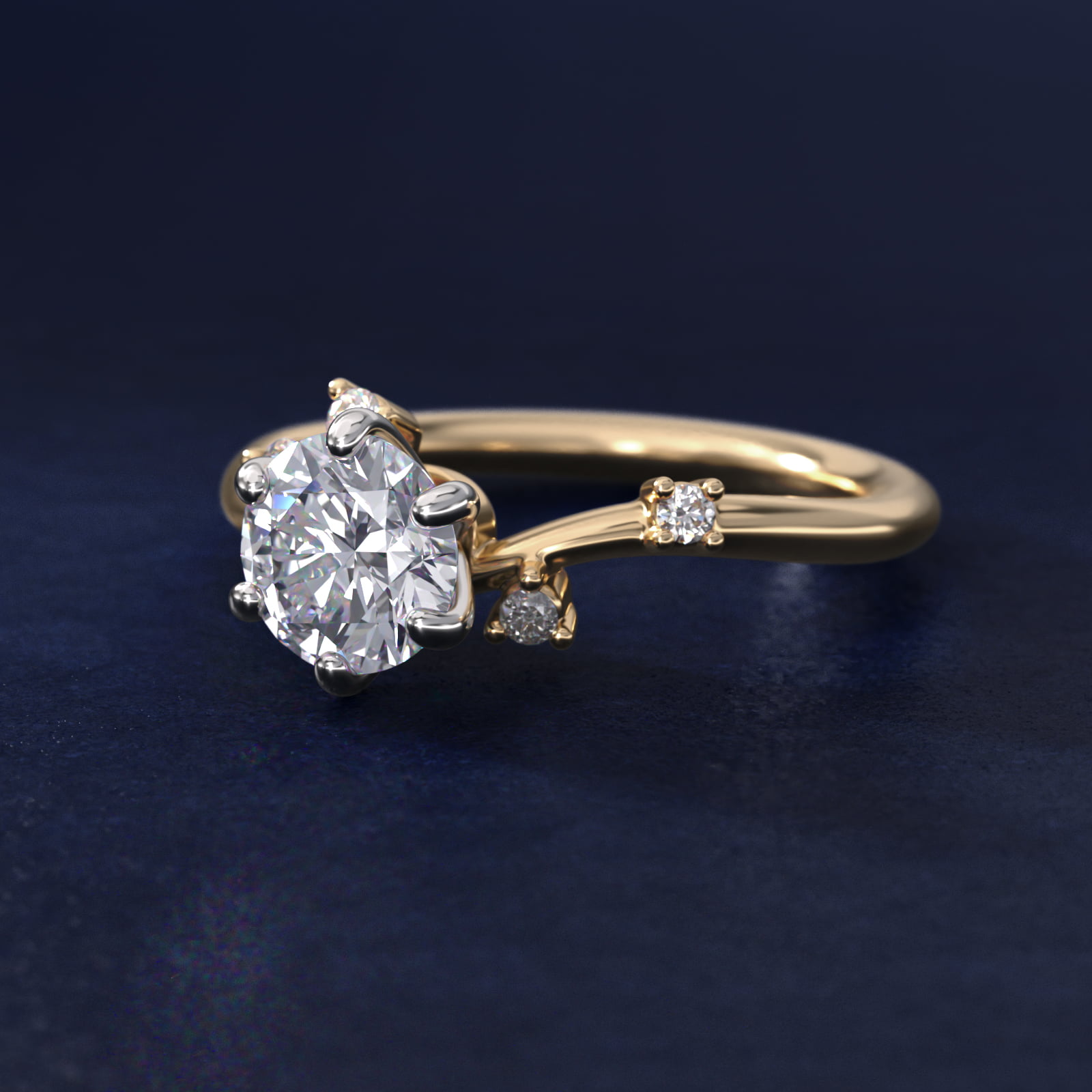 Scattered Blooms Undulated Side Stone Diamond Engagement Ring In 18K Yellow Gold By James Allen