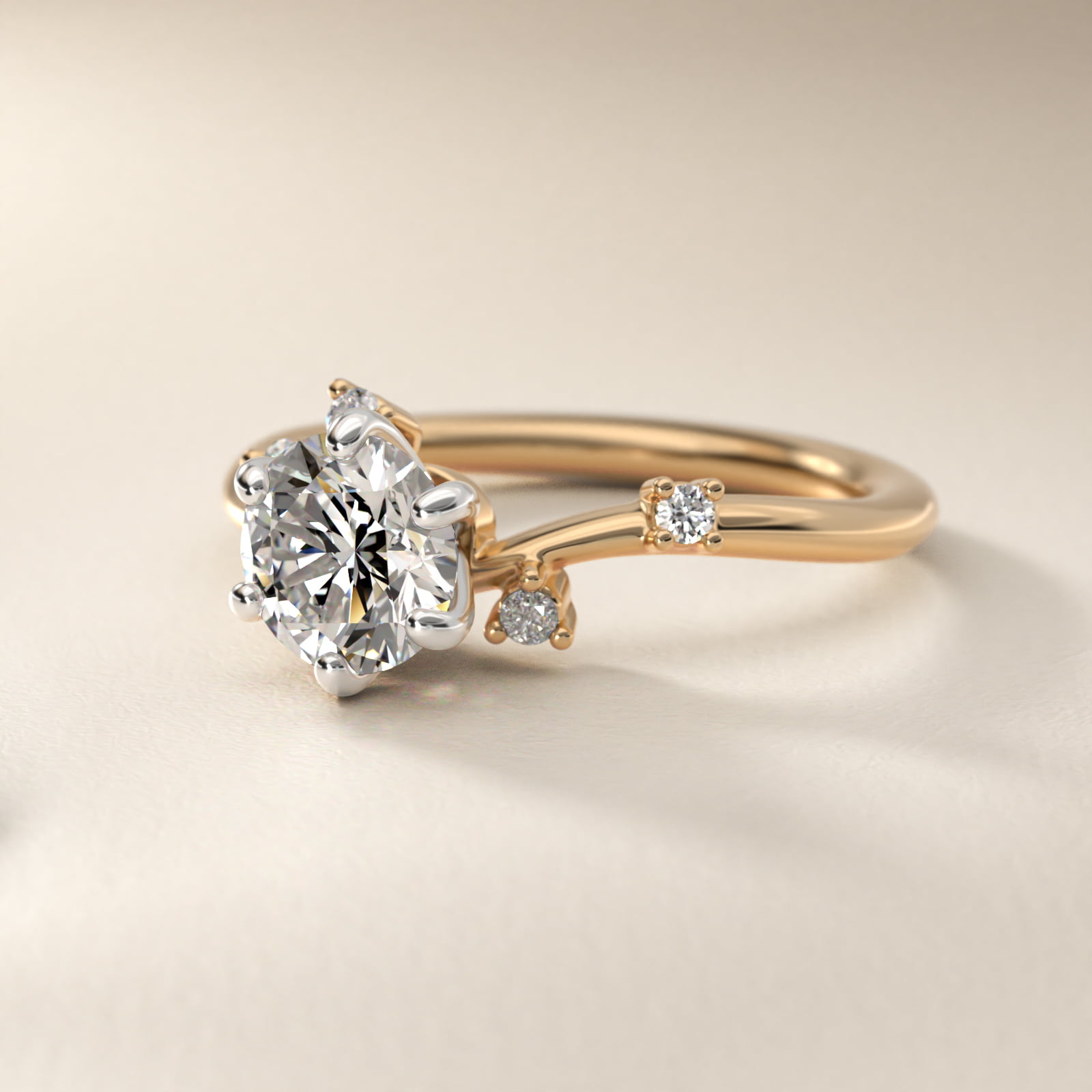 Scattered Blooms Undulated Side Stone Diamond Engagement Ring In 14K Yellow Gold By James Allen