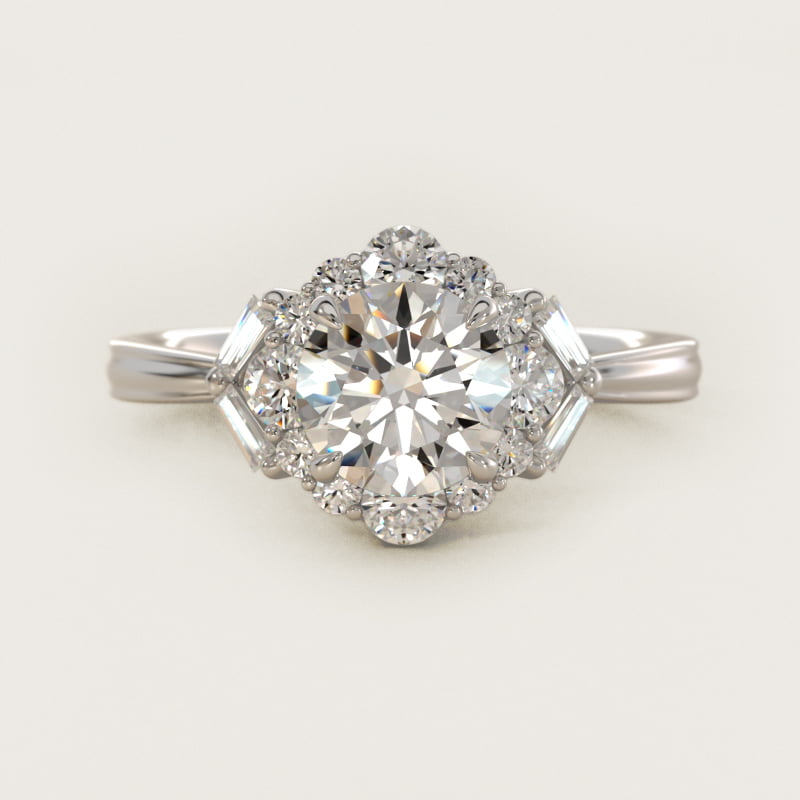Glamour Halo Vintage-Style Engagement Ring In 14K White Gold By James Allen