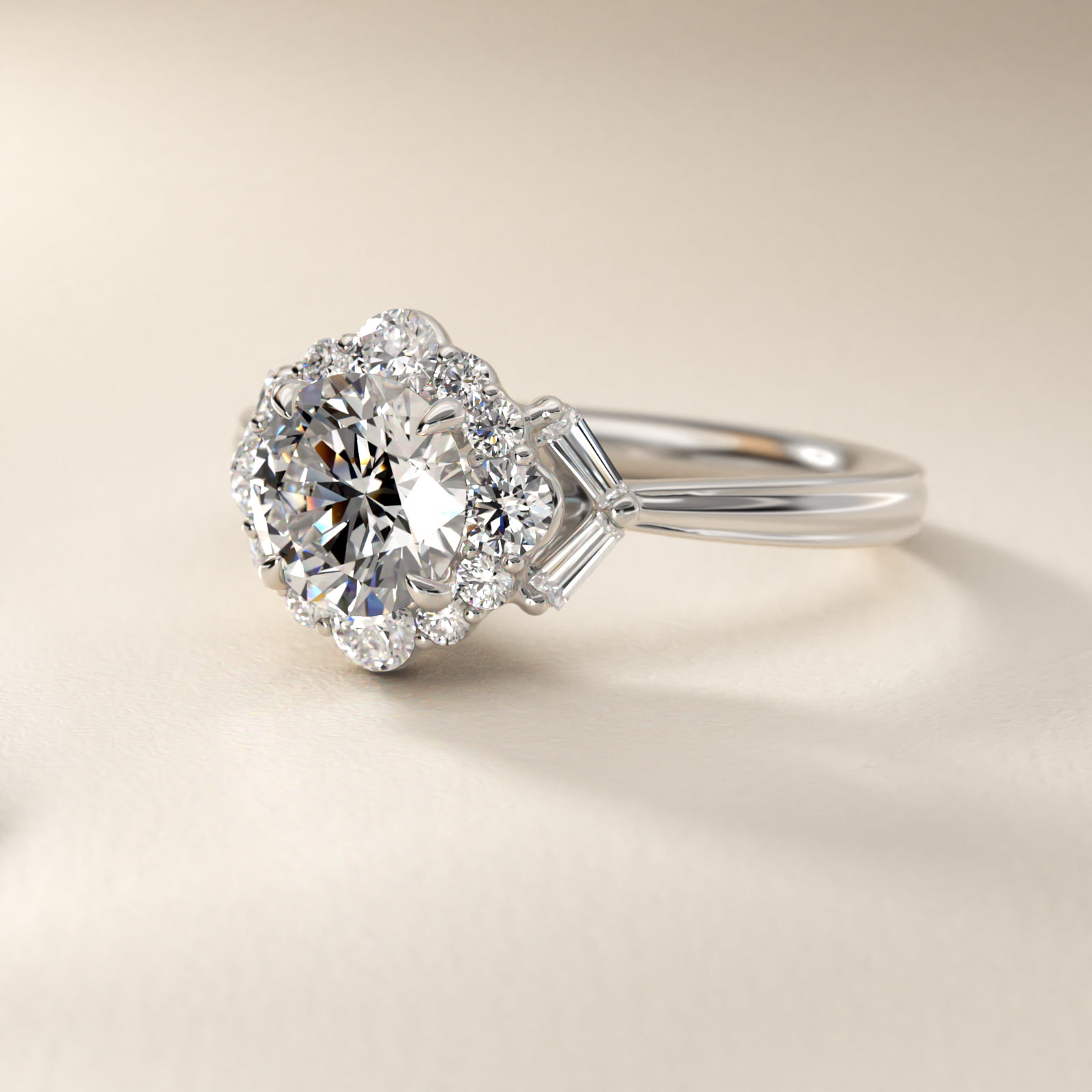 Glamour Halo Vintage-Style Engagement Ring In 18K White Gold By James Allen