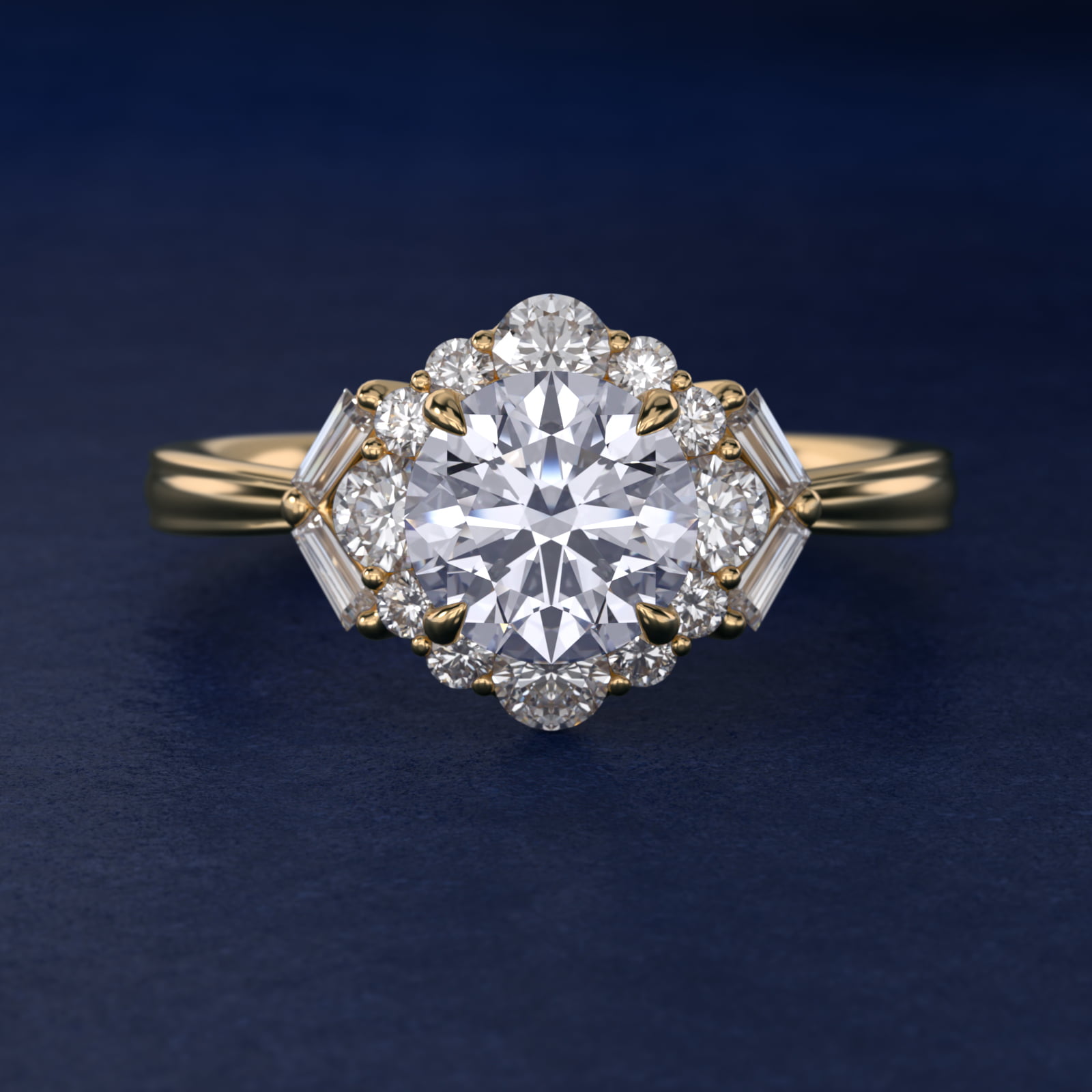 Glamour Halo Vintage-Style Engagement Ring In 18K Yellow Gold By James Allen