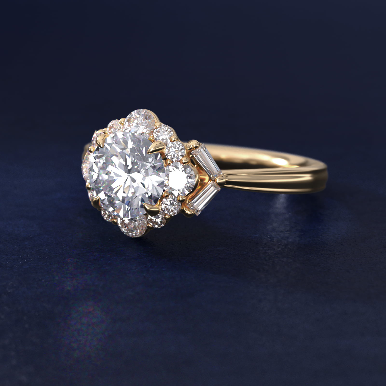 Glamour Halo Vintage-Style Engagement Ring In 14K Yellow Gold By James Allen