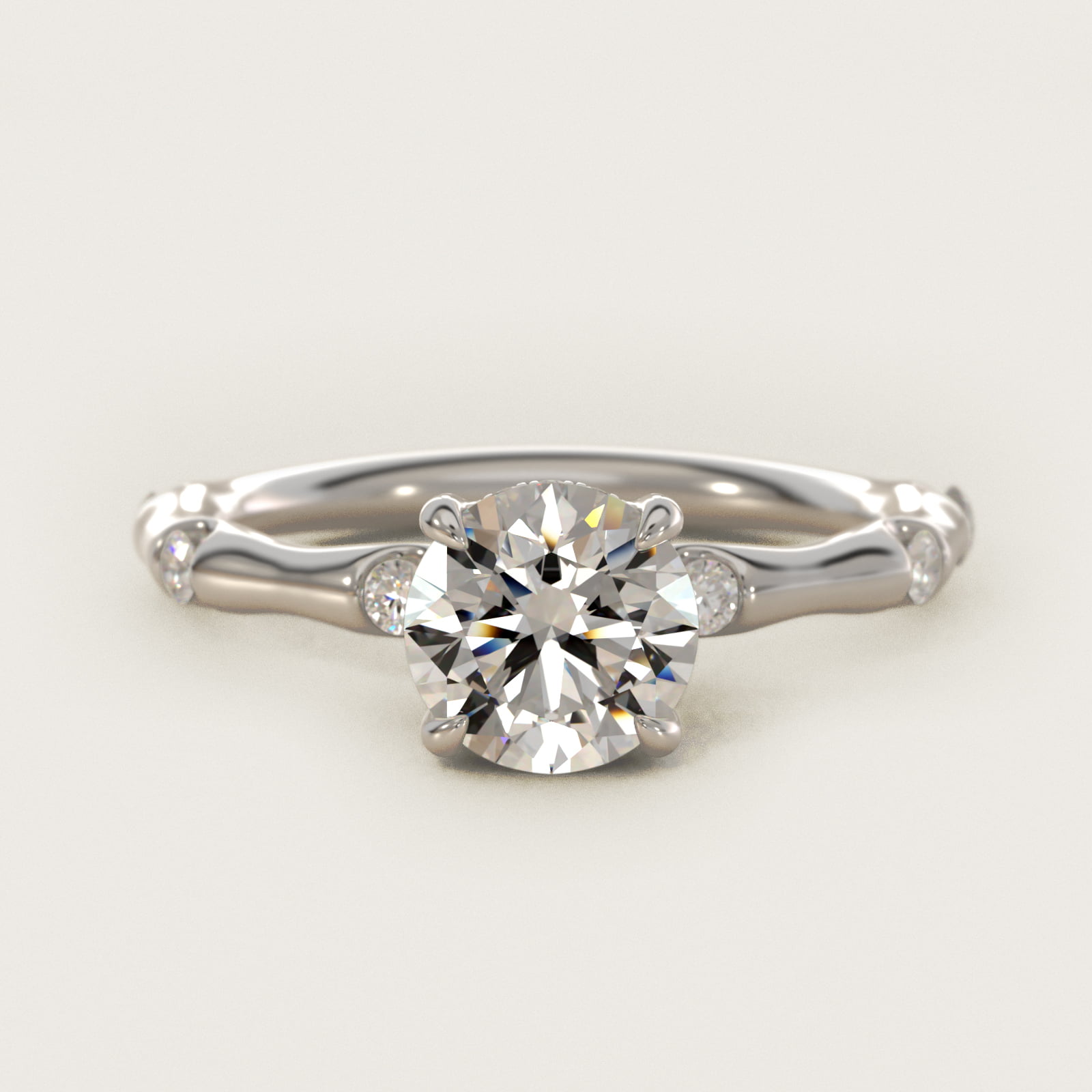 Bamboo Hidden Halo Side Stone Diamond Engagement Ring With Halo In 14K White Gold By James Allen