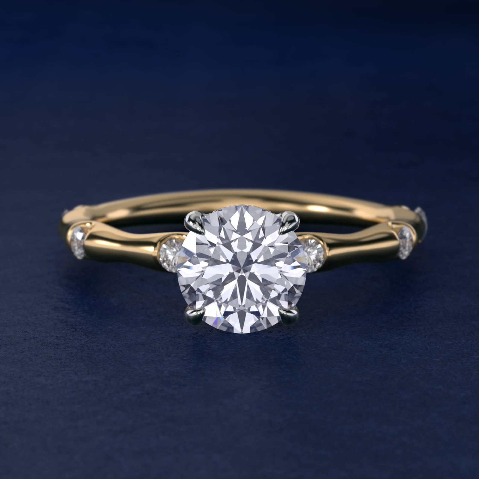 Bamboo Hidden Halo Side Stone Diamond Engagement Ring With Halo In 18K Yellow Gold By James Allen