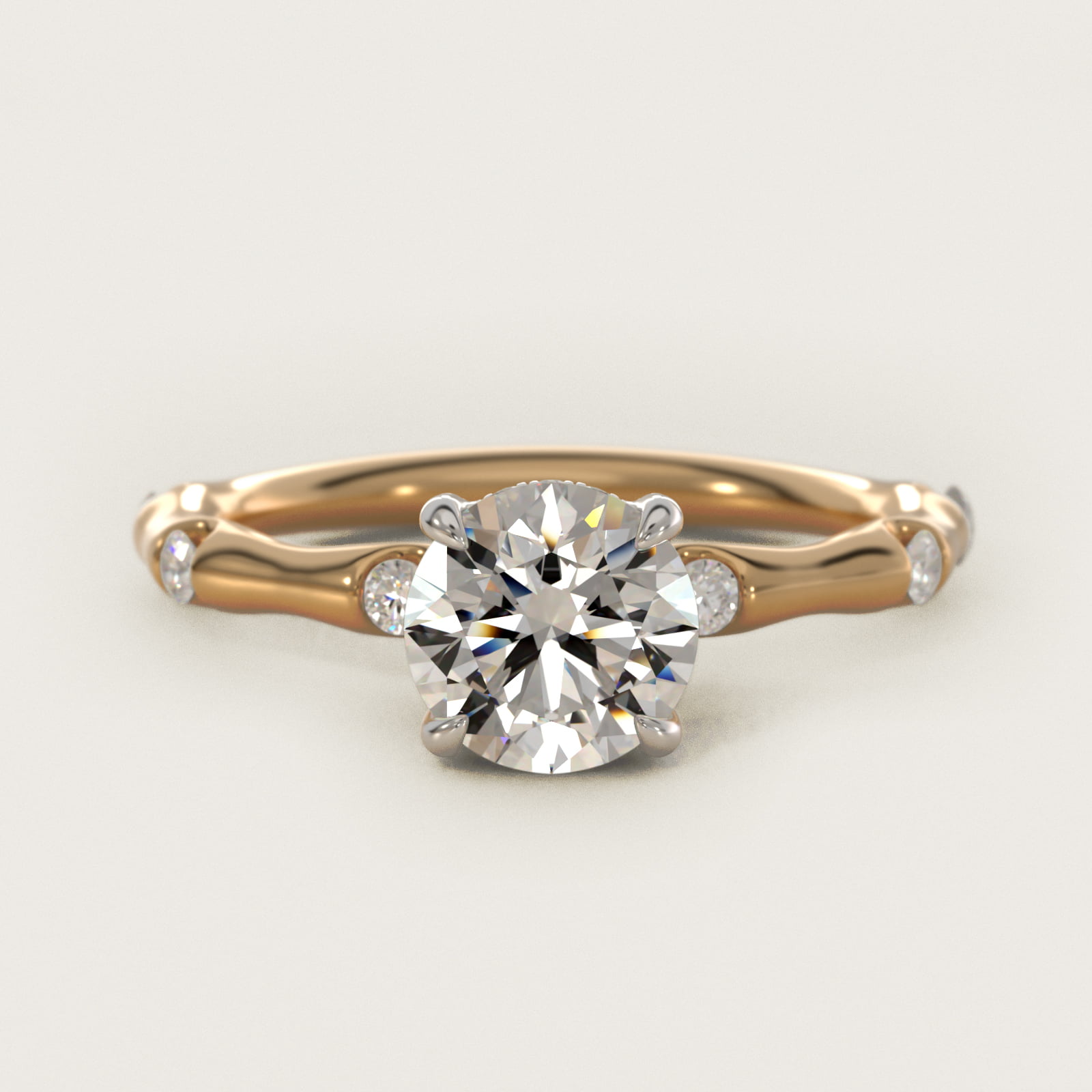 Bamboo Hidden Halo Side Stone Diamond Engagement Ring With Halo In 14K Yellow Gold By James Allen