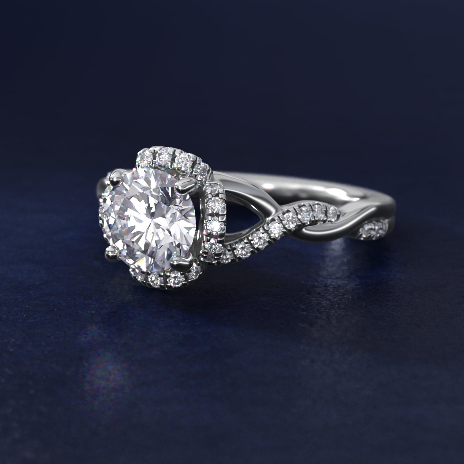 Interlaced Pavé Halo Vintage-Style Engagement Ring In Platinum By James Allen