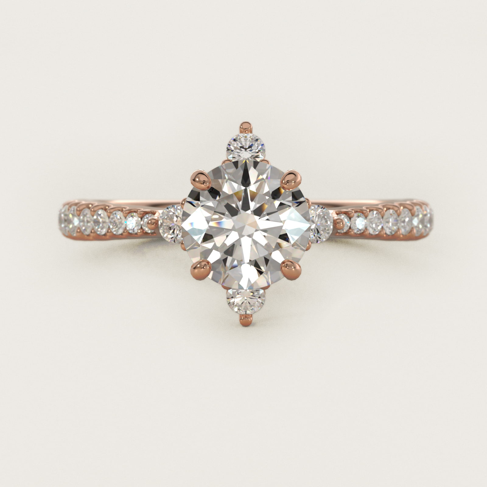 Compass Point Diamond Accent Engagement Ring In 14K Rose Gold By James Allen