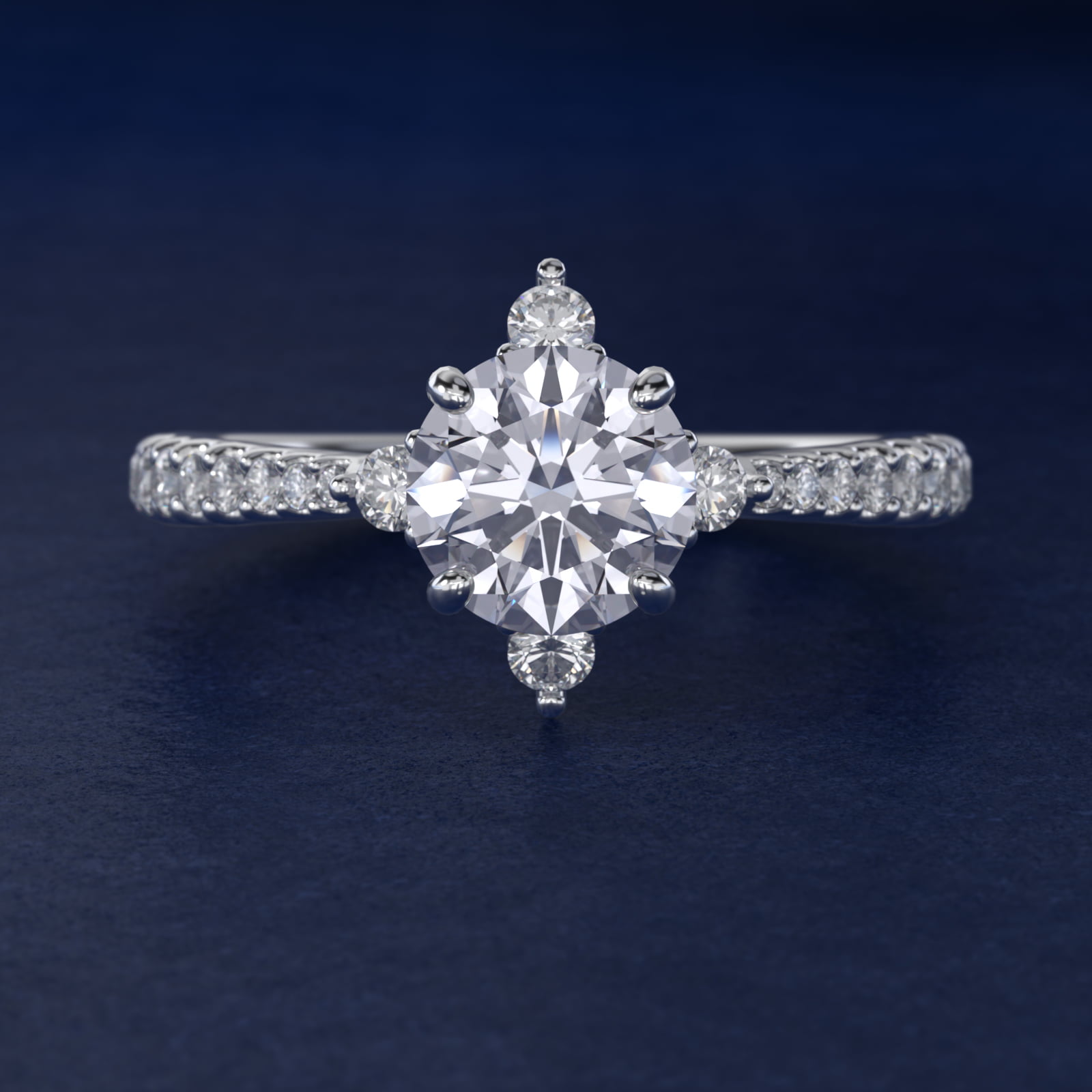 Compass Point Diamond Accent Engagement Ring In 18K White Gold By James Allen