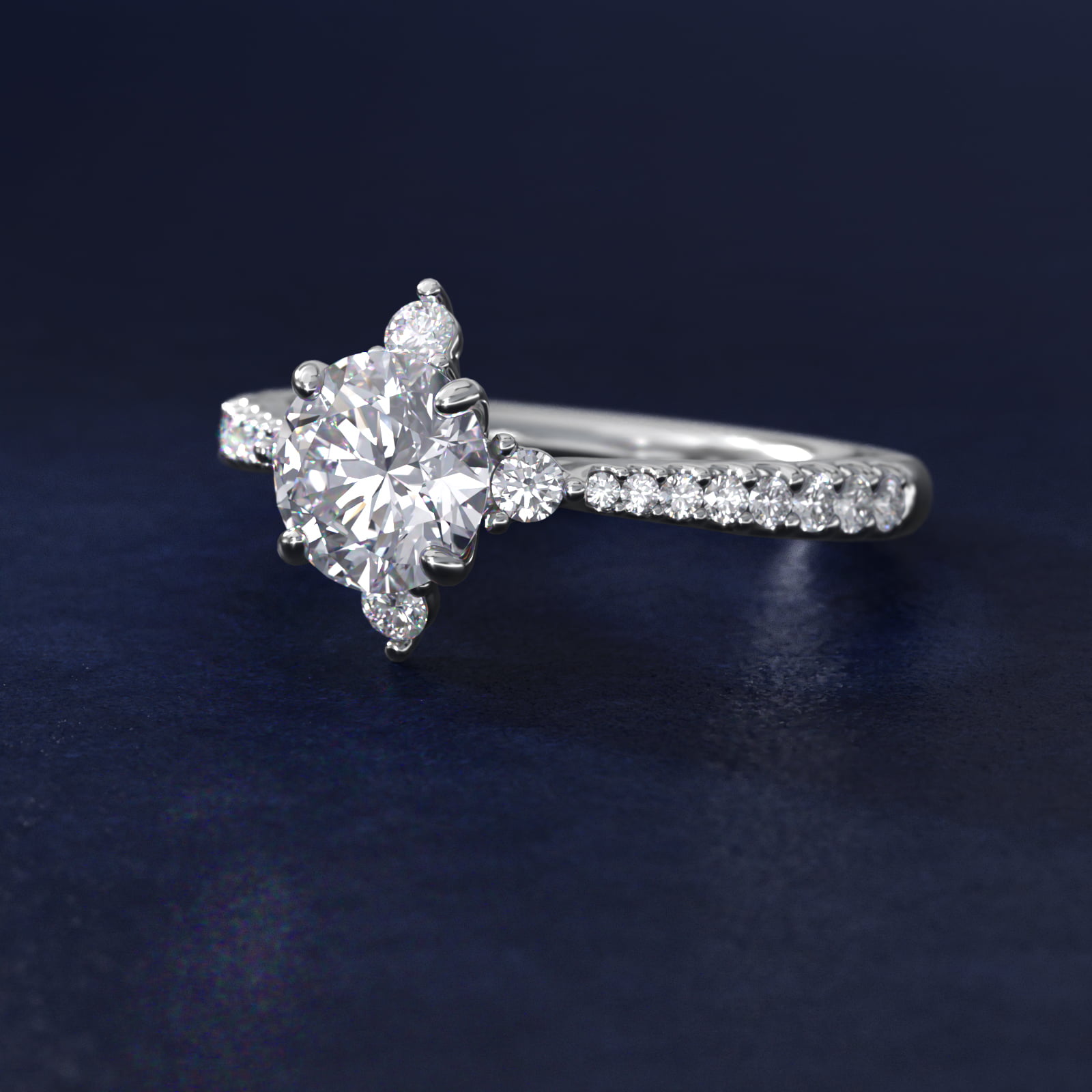 Compass Point Diamond Accent Engagement Ring In 14K White Gold By James Allen