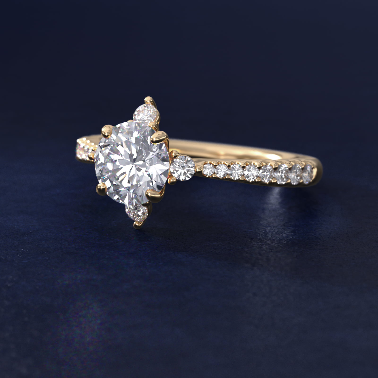 Compass Point Diamond Accent Engagement Ring In 14K Yellow Gold By James Allen