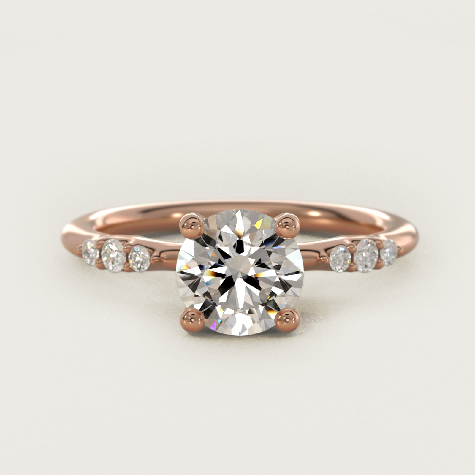 Petite Three Round Diamond Accents Side Stone Engagement Ring In 14K Rose Gold By James Allen