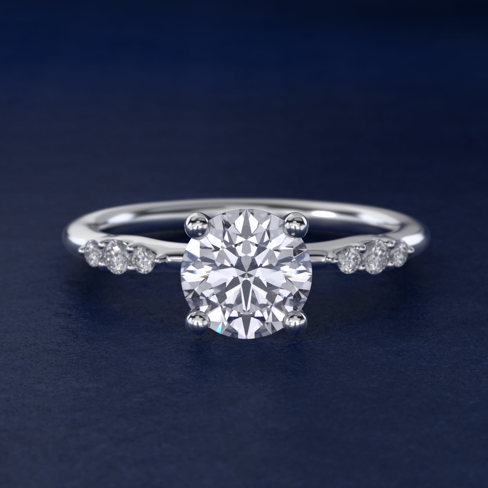 Petite Three Round Diamond Accents Side Stone Engagement Ring In Platinum By James Allen