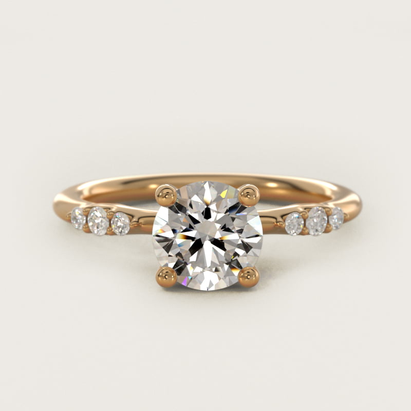 Petite Three Round Diamond Accents Side Stone Engagement Ring In 14K Yellow Gold By James Allen