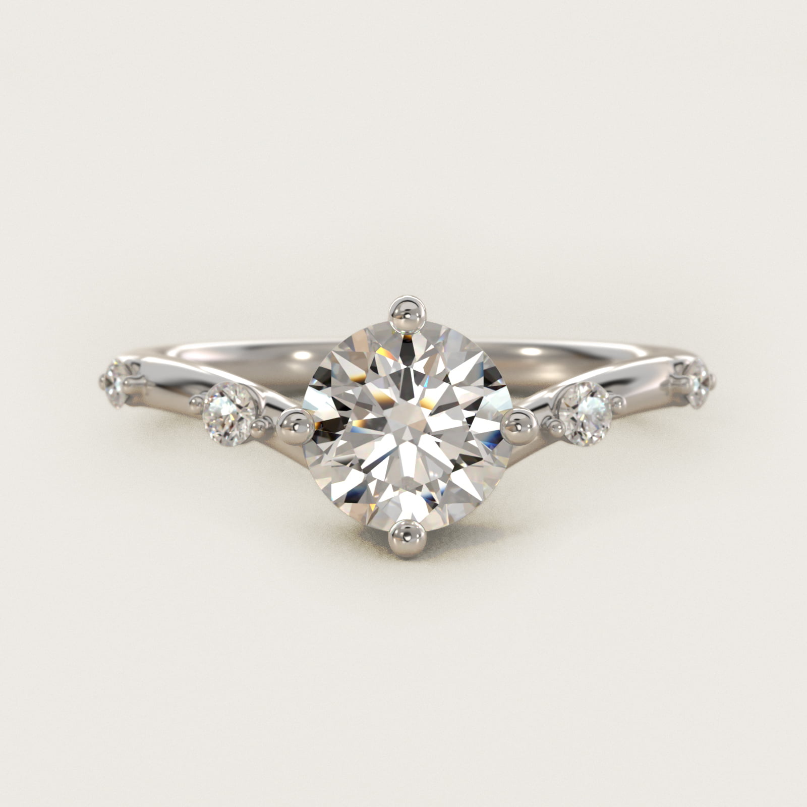 Chevron Diamond Station Side Stone Engagement Ring In 14K White Gold By James Allen