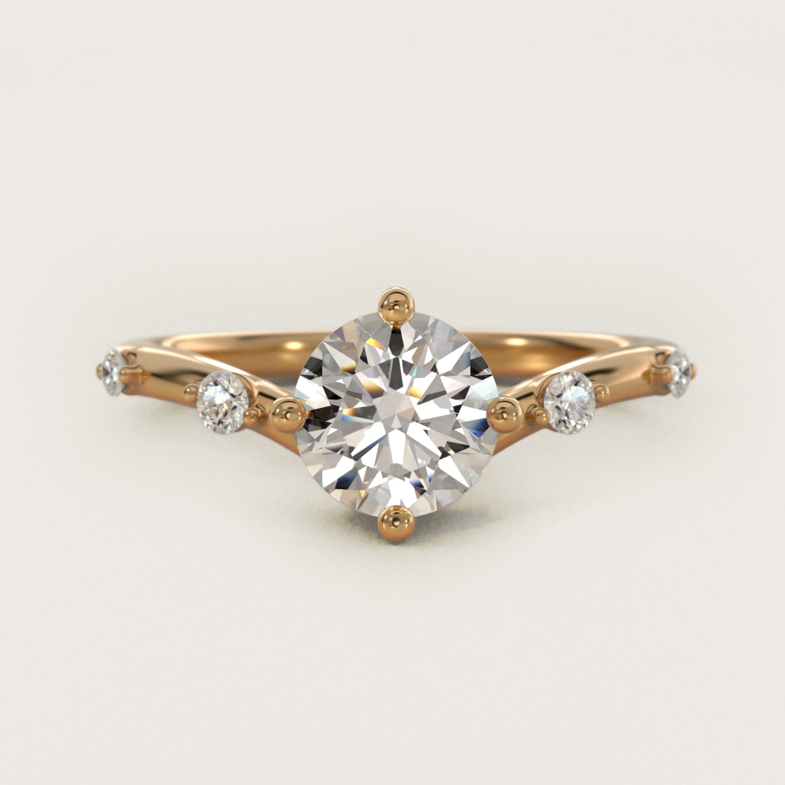 Chevron Diamond Station Side Stone Engagement Ring In 14K Yellow Gold By James Allen