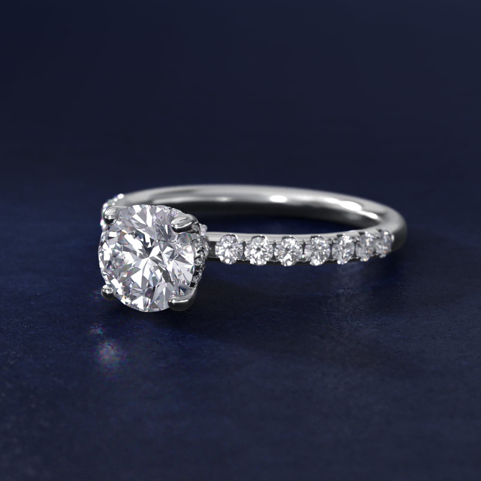 Crown Pavé Hidden Halo Diamond Engagement Ring In 18K White Gold By James Allen