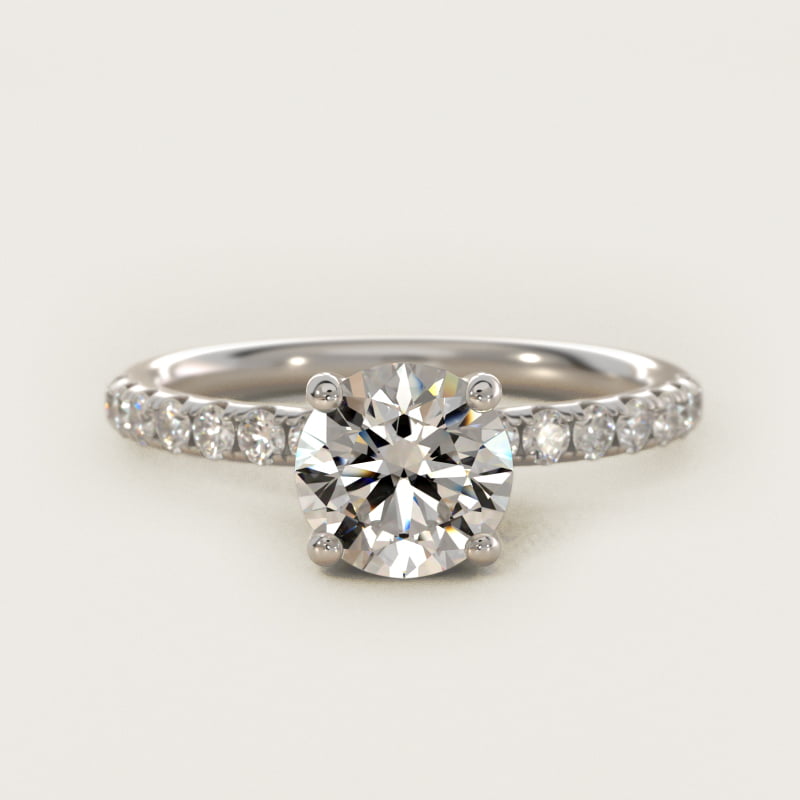 Crown Pavé Hidden Halo Diamond Engagement Ring In 18K White Gold By James Allen