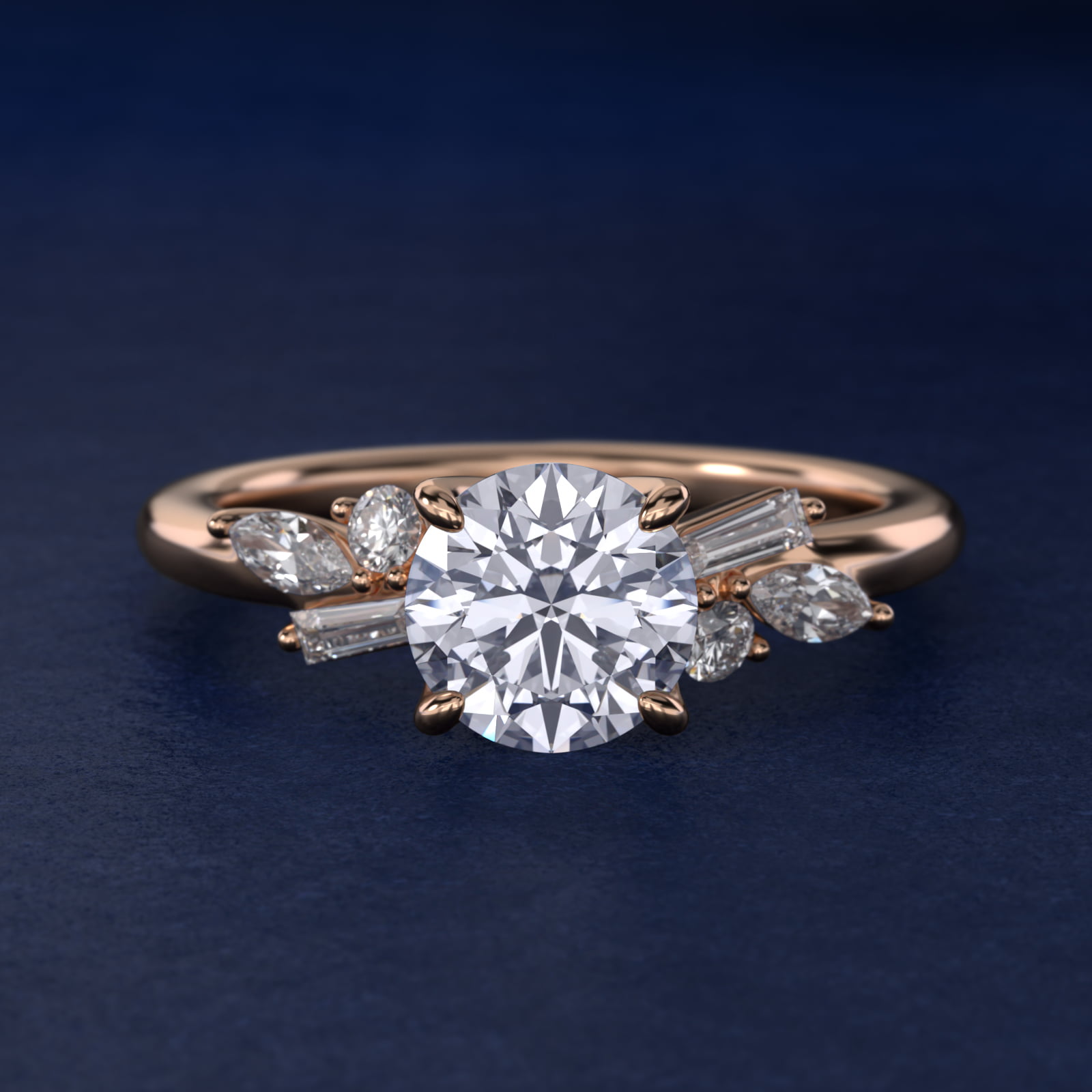 Floral Motif Diamond Accent Side Stone Engagement Ring In 14K Rose Gold By James Allen